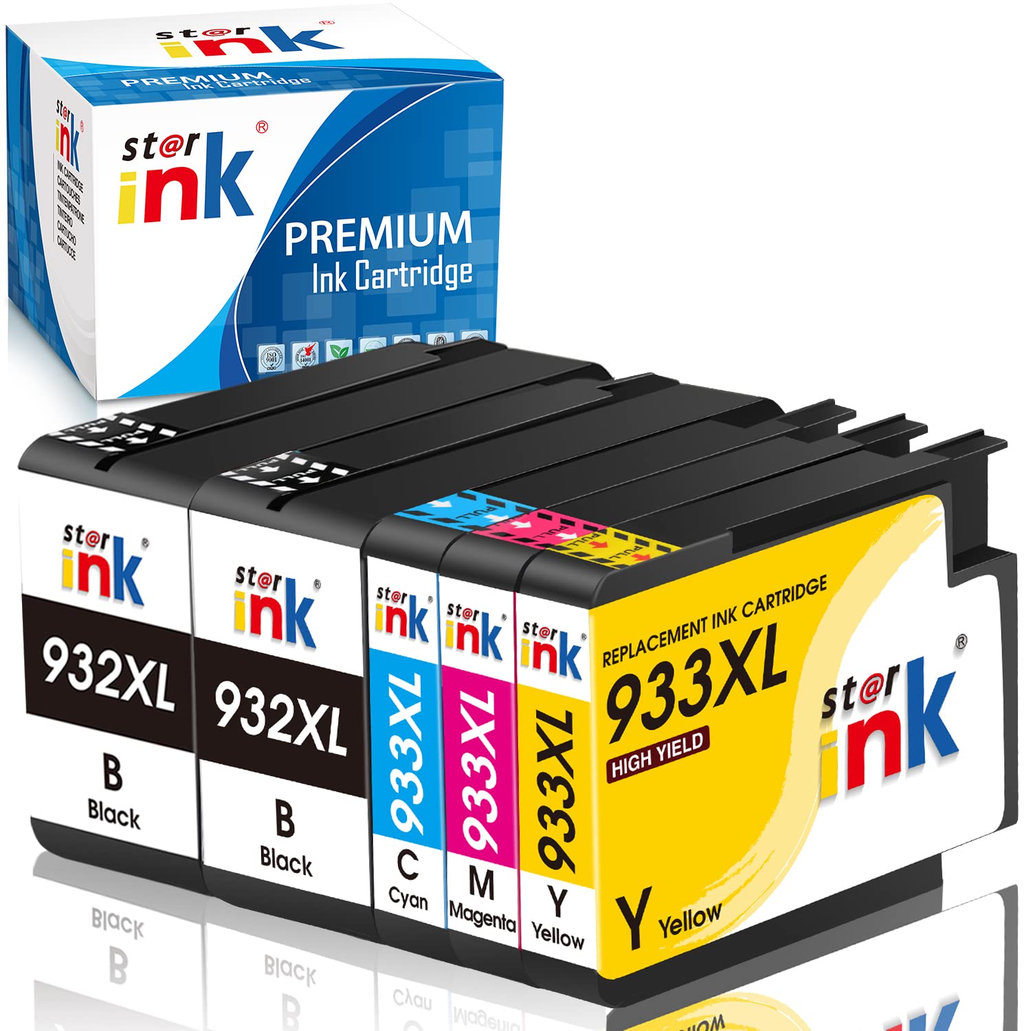 High Yield HP 933XL 932XL Ink Cartridges Combo Pack (5-Pack) - Replacement for HP 932XL 933XL Ink - Compatible with HP OfficeJet 6600 6700 Printers (2 Black, 1 Cyan, 1 Magenta, 1 Yellow) - Ideal for Home Office Printing, Documents & Photos