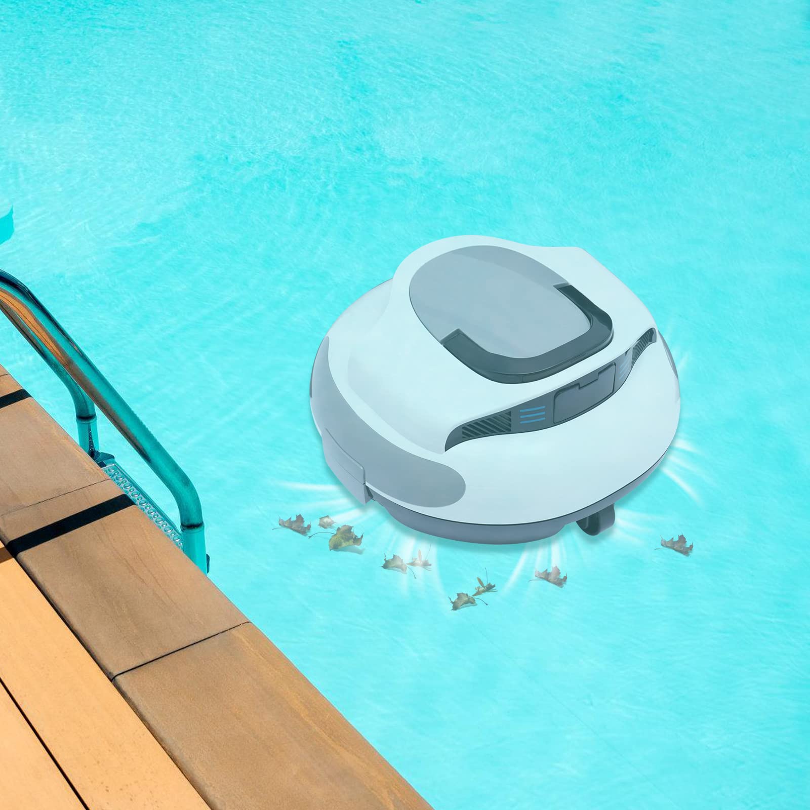 CNCEST 75-Minute Cordless Robotic Pool Vacuum Cleaner with Dual Brushless Motor | IPX8 Waterproof Automatic Pool Cleaner for In-Ground & Above-Ground Pools | Ideal for Flat Bottom Pools, Daily Maintenance & Seasonal Cleaning