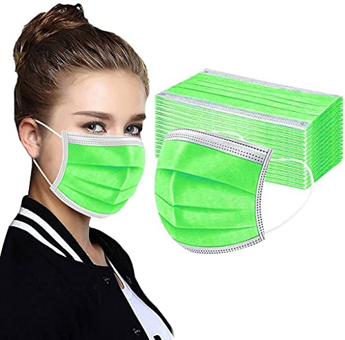 GreatDio® 3-Ply Disposable Face Masks (400 Pack) - 98.5% BFE & 94% PFE Protection - Adjustable Nose Wire, Comfortable Fit - Ideal for Work, Travel, School & Public Safety (Green)