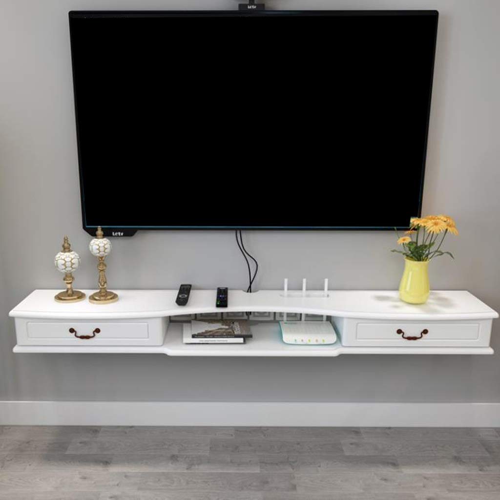 1.2m Wall-Mounted Floating TV Stand with Drawers - Modern TV Cabinet & Storage Shelf for Living Room & Bedroom - Perfect for TV Set Top Box, WiFi Router & Media Organization - Space-Saving Wall Console for Small Apartments