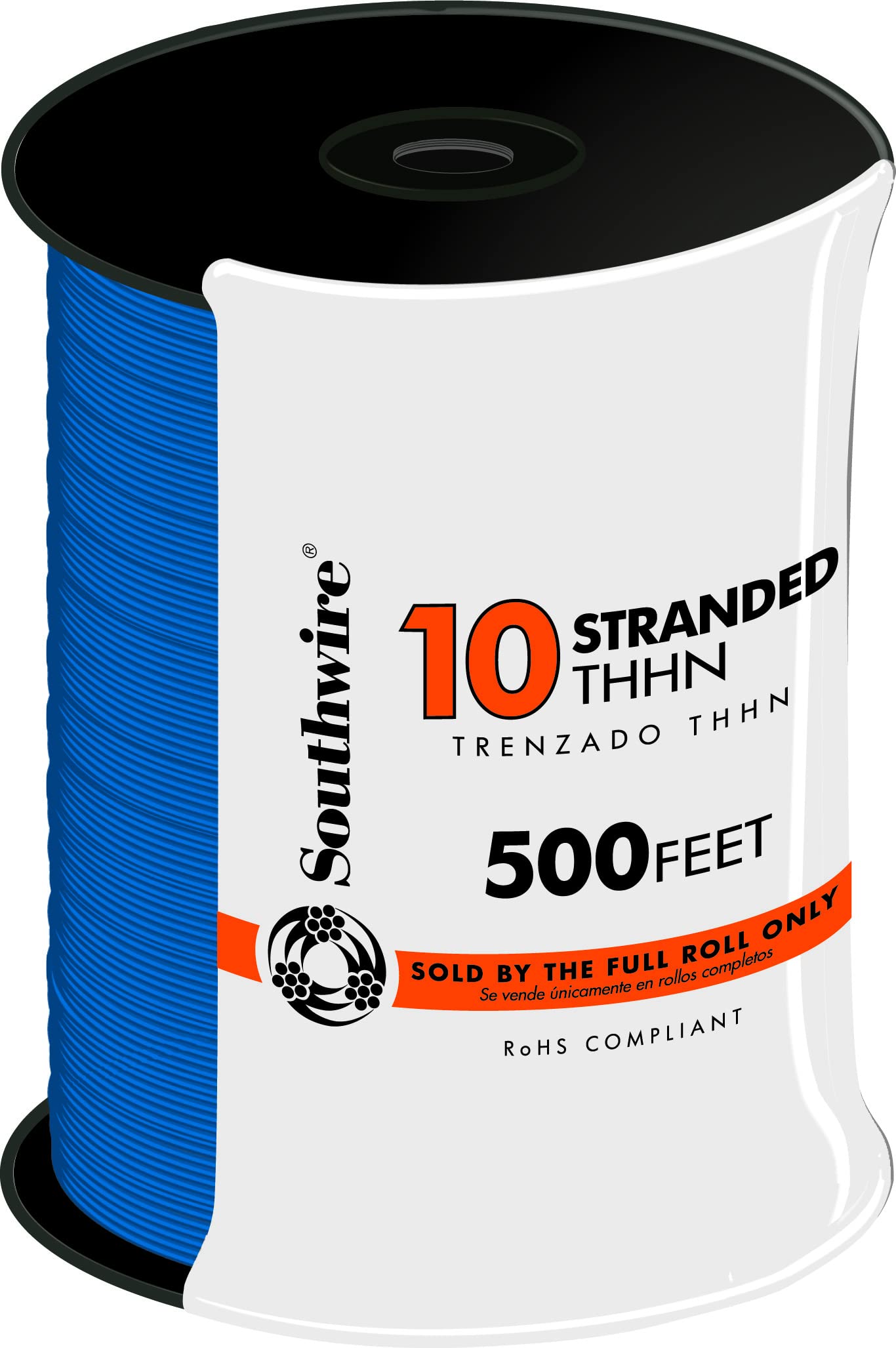 10 AWG THHN Stranded Copper Wire - 500 ft Blue - Electrical Wiring for Home, Garage & DIY Projects