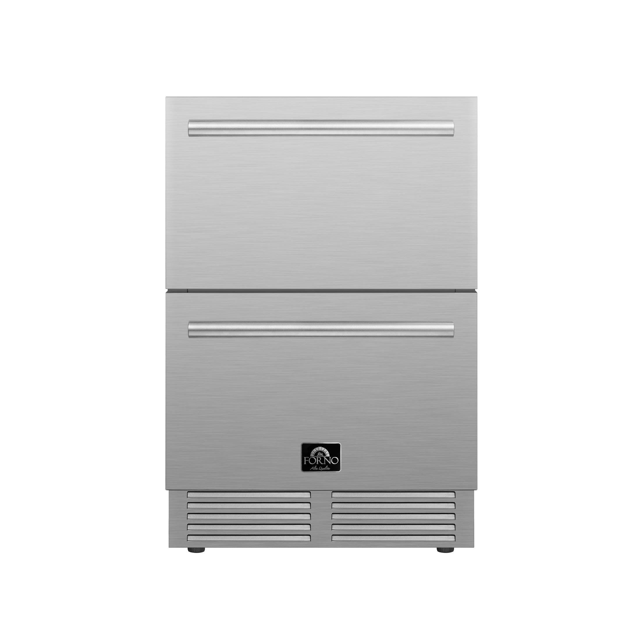 FORNO Como 24 Inch Stainless Steel Drawer Refrigerator - 4.87 cu.ft. Capacity Indoor/Outdoor Use - FDROD1611 24S - Perfect for Kitchen, Bar, Patio & Outdoor Entertaining