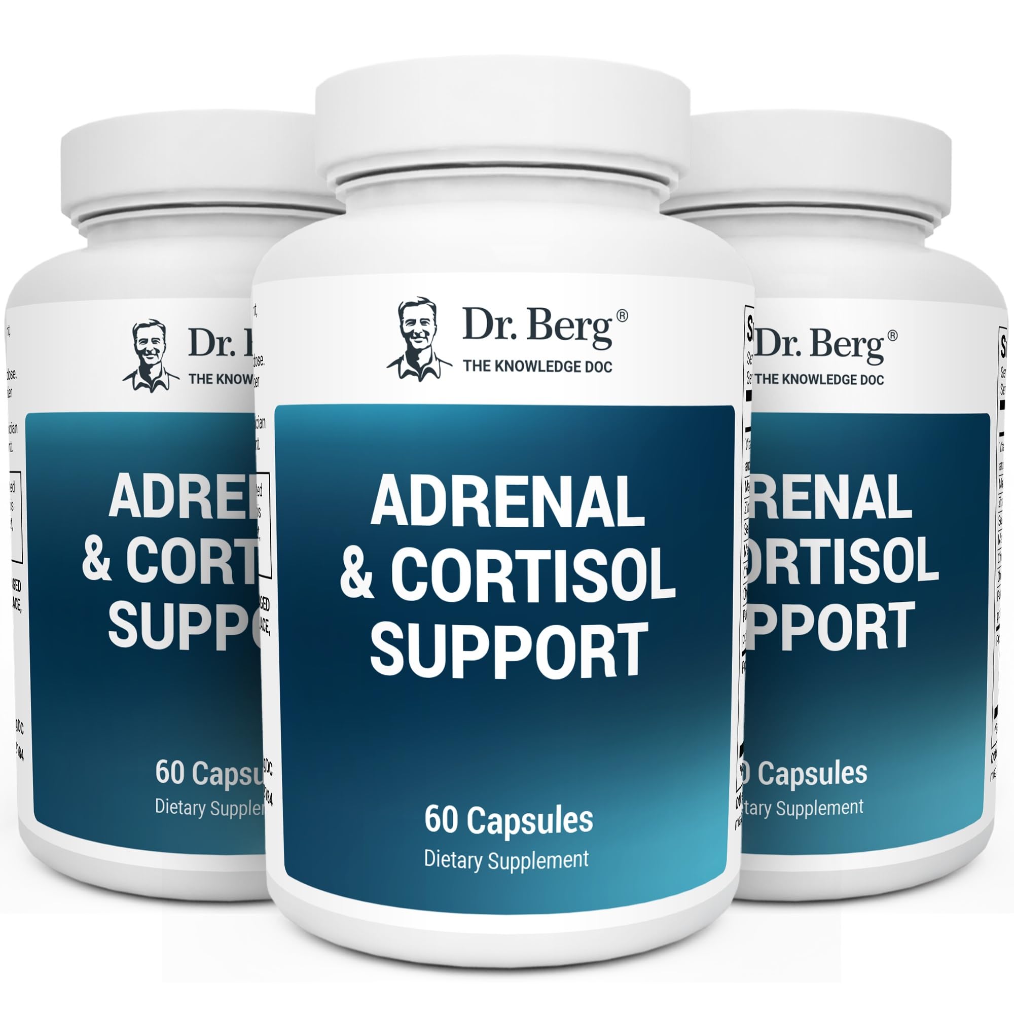 Dr. Berg Adrenal & Cortisol Supplement - Advanced Formula for Stress Relief, Mood Support & Mental Focus - Natural Adrenal Support with Ashwagandha Extract - 60 Capsules (3-Pack) - Perfect for Busy Professionals, Students & Stressful Lifestyles