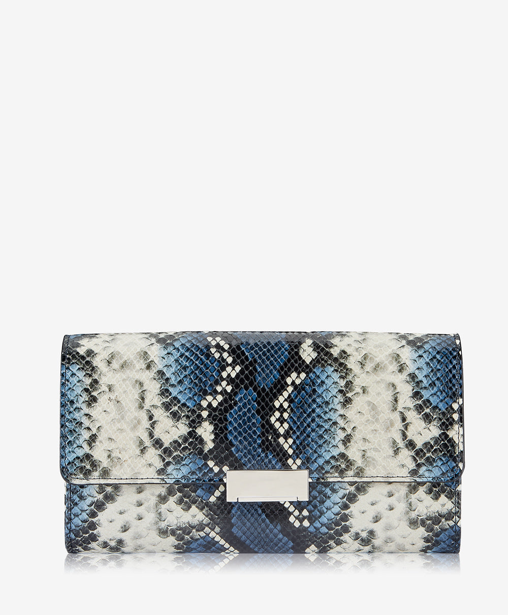 Melrose Clutch Handbag - Navy Blue Italian Printed Python Leather Crossbody Purse for Women | Fashion Accessory for Evening Parties, Weddings & Special Occasions