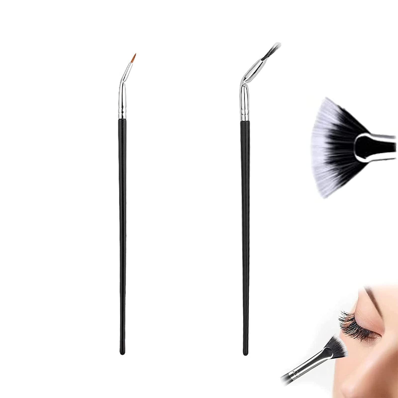Angled Fan Eyelash Brush - Mascara & Eyebrow Makeup Tool for Perfect Lashes