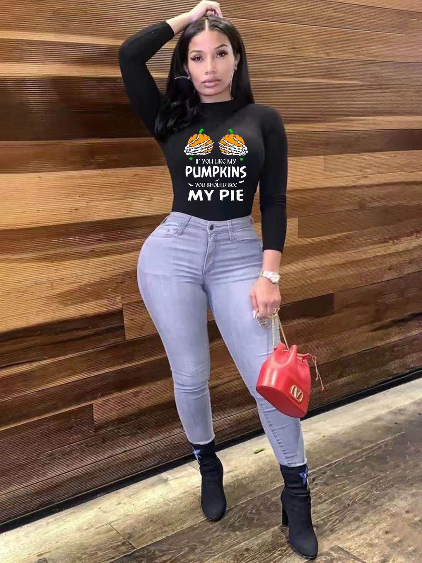 Lovevop Women's Black Crew Neck Long Sleeve T-Shirt - Soft Cotton Casual Top for Everyday Wear, Work & Outfits