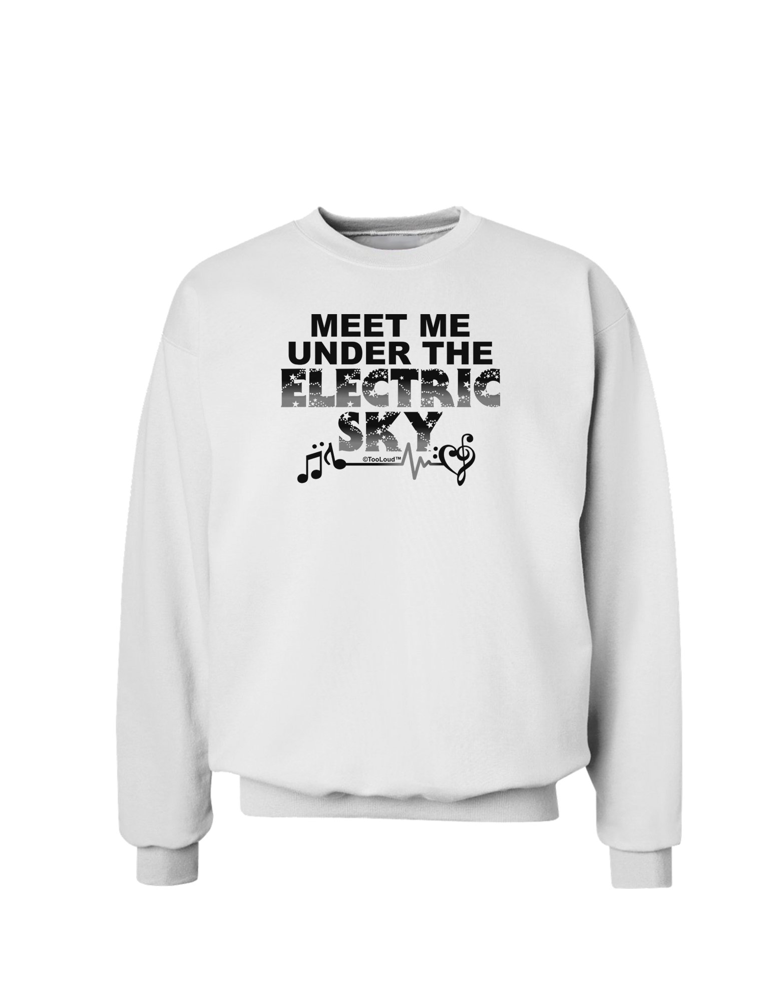 TooLoud Electric Sky Black & White Graphic Sweatshirt - Trendy Unisex Pullover for Streetwear, Concerts & Casual Outfits