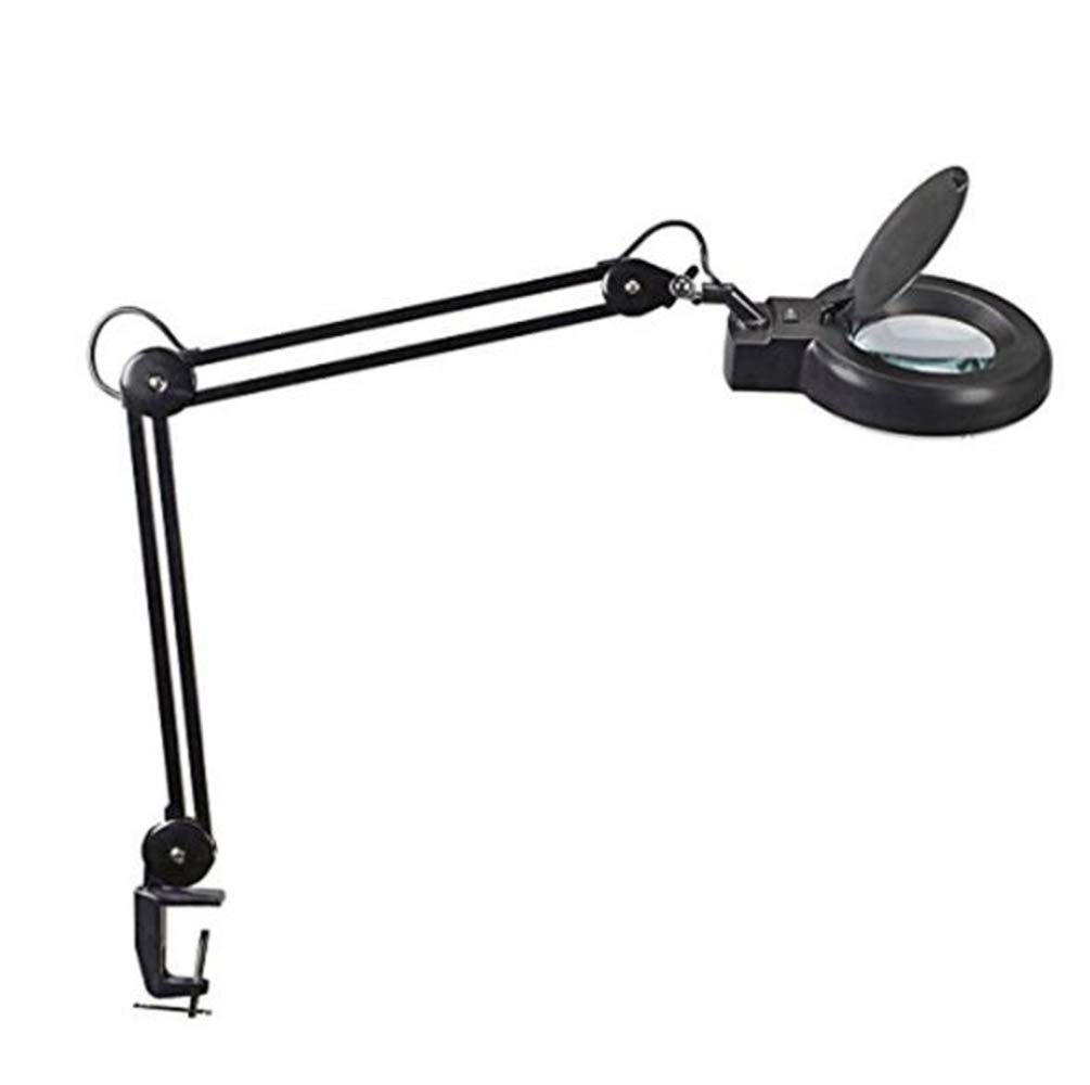 5X/8X LED Magnifying Lamp with Clamp - Super Bright Full Spectrum Daylight Magnifier Glass Desk Lamp with Adjustable Swivel Arm for Crafting, Reading, Jewelry Making, Watch Repair & Detailed Workbench Tasks