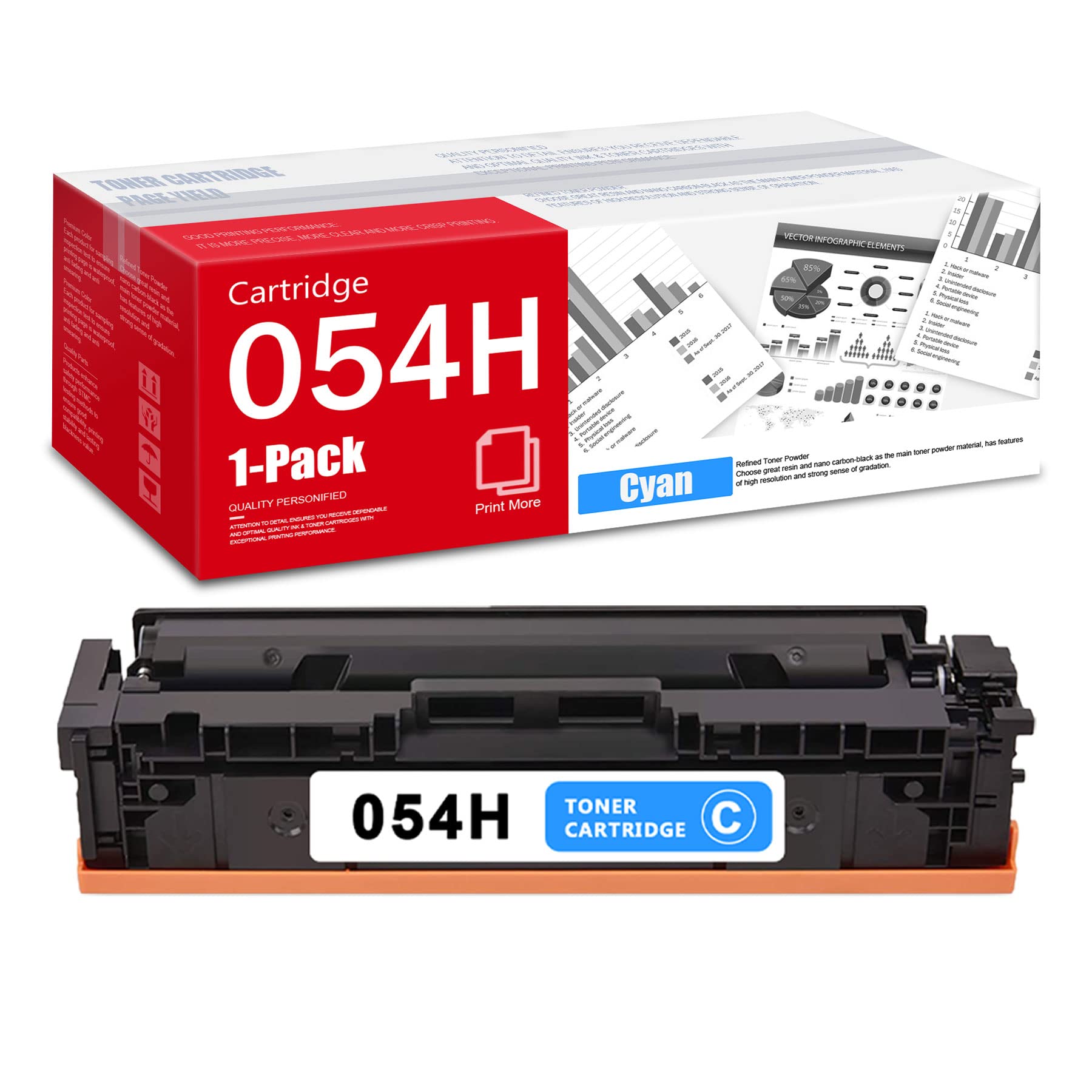 Canon 054H Cyan Toner Cartridge - High Capacity Replacement for MF642Cdw, MF644Cdw Printers - Office & Home Use