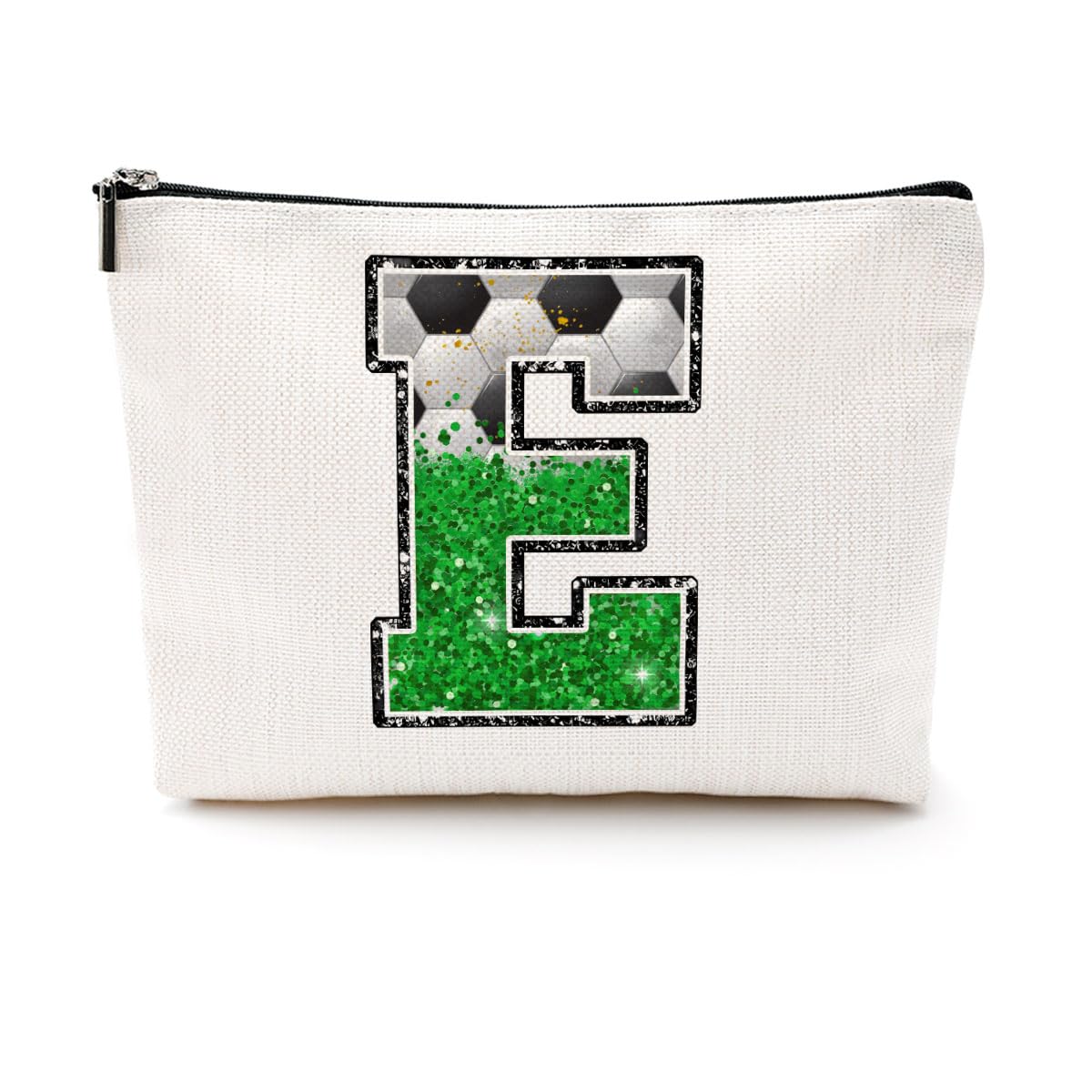Personalized Monogram Cosmetic Bag for Women & Girls - Custom Soccer Zipper Pouch - Perfect Graduation & Birthday Gift Idea - Great for Travel, Gym & School Essentials Organization