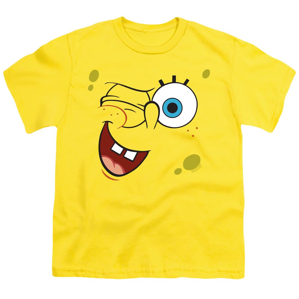 Popfunk Classic Spongebob Winking Face Graphic T-Shirt for Men, Women & Kids | Soft Cotton Cartoon Tee for Casual Wear, Cosplay & Spongebob Fan Gifts