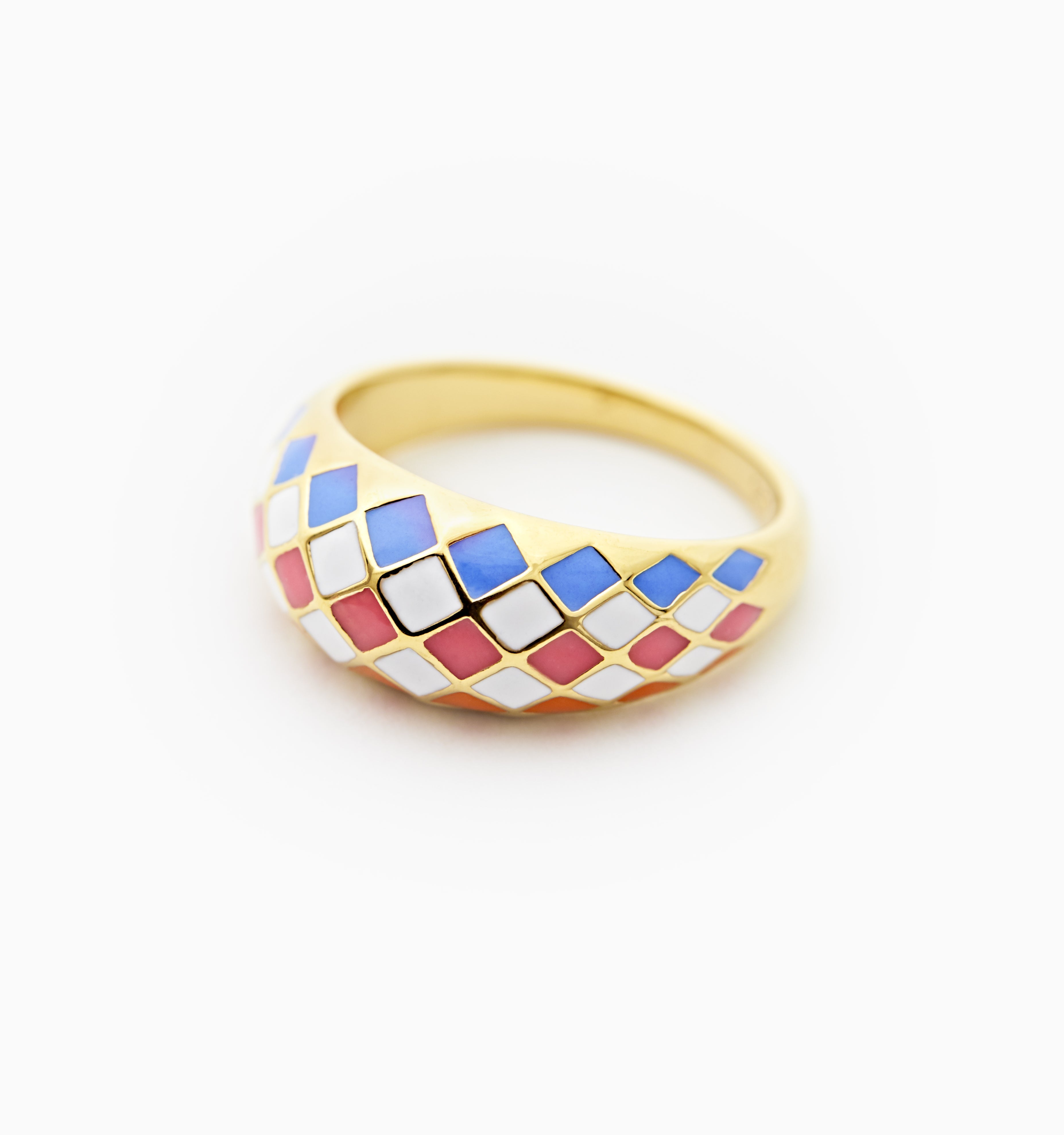 Checker Rings Sunrise Set of 2 - Trendy Stackable Fashion Rings for Women | Perfect for Everyday Wear, Date Nights & Gift Giving