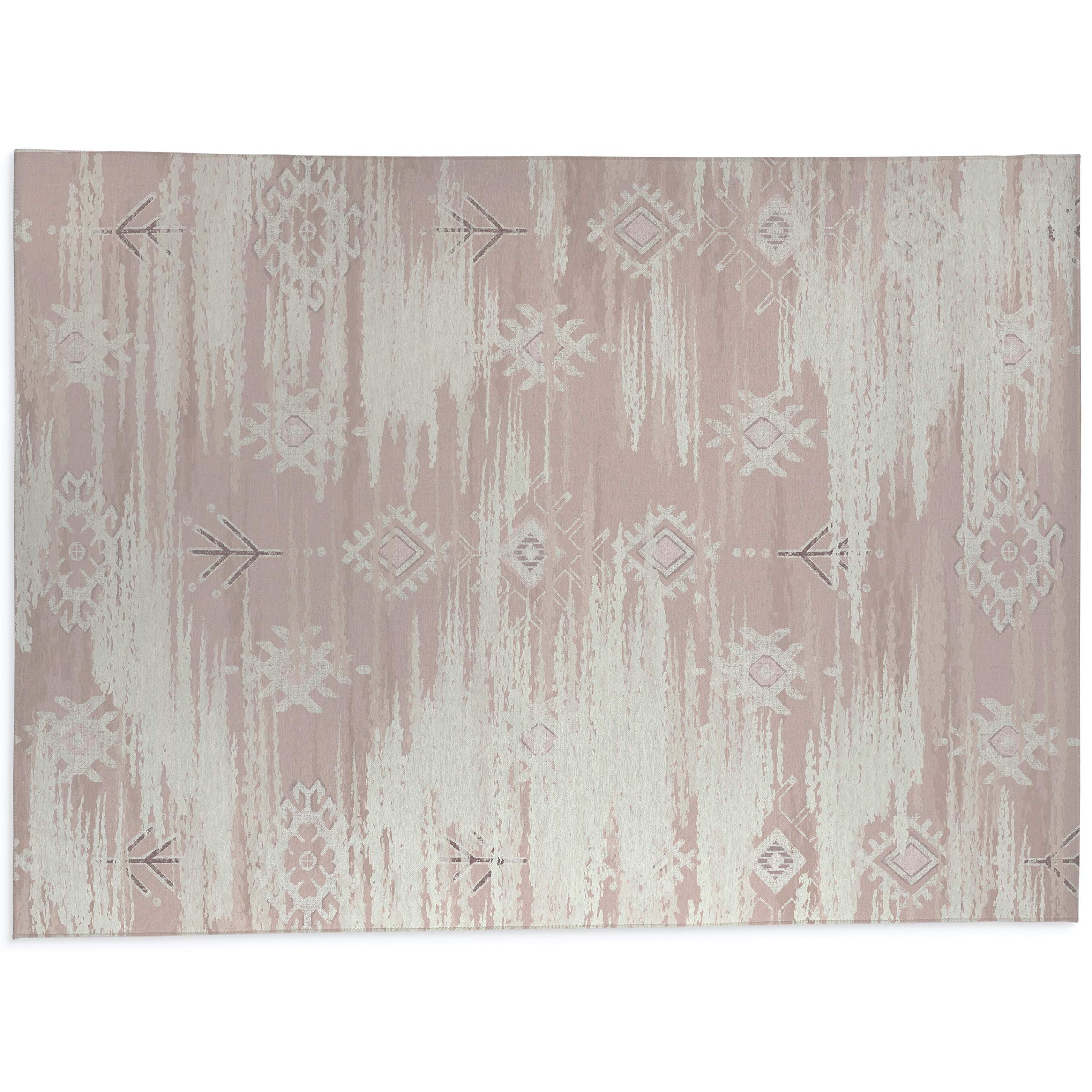 Distressed Pink Office Mat - Modern Contemporary Synthetic Fiber Rug for Home & Office Workspace