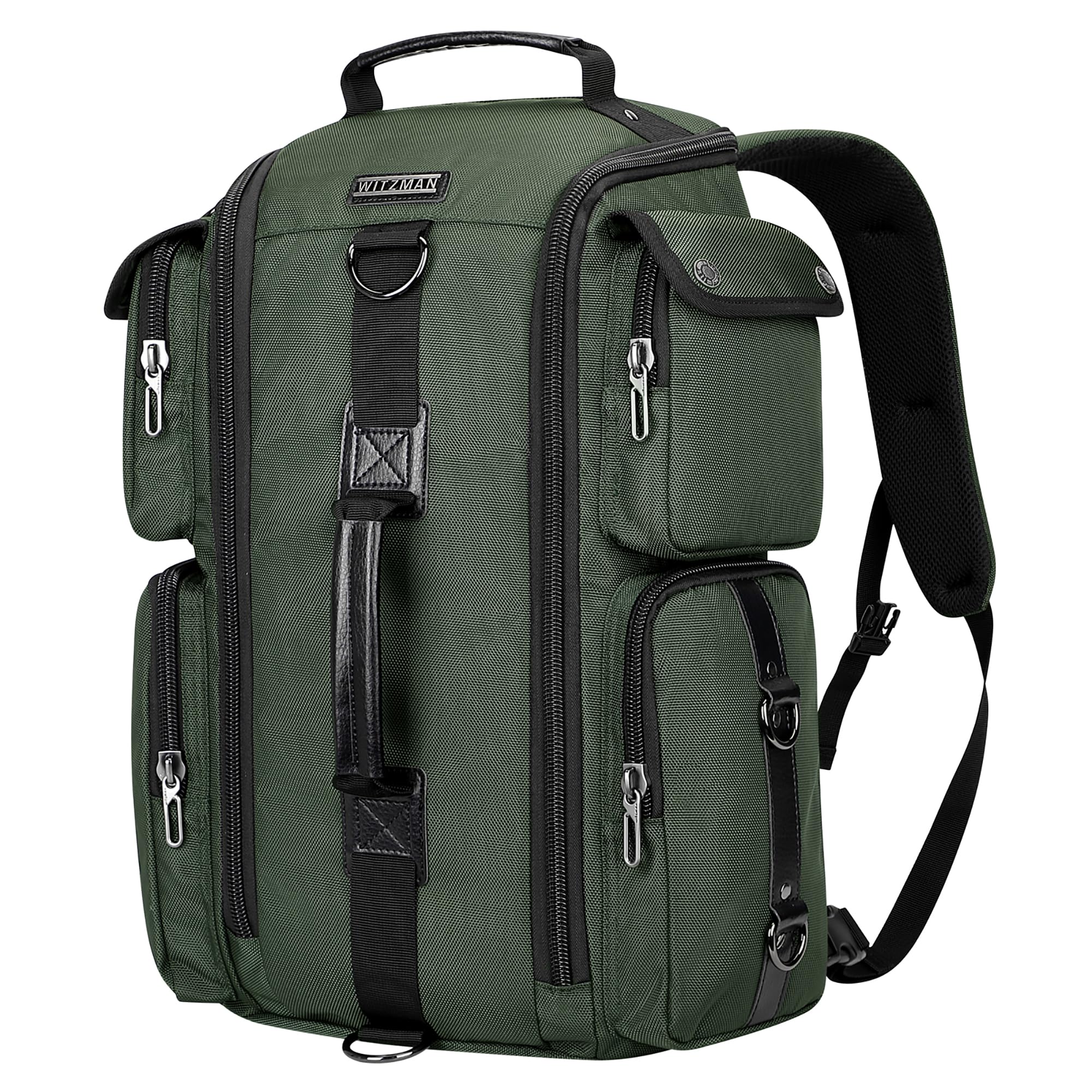 WITZMAN Men's Travel Backpack - Large 17 Inch Carry On Laptop Backpack & Duffle Bag with High Capacity (Army Green) - Perfect for Business Trips, Hiking & Airplane Travel