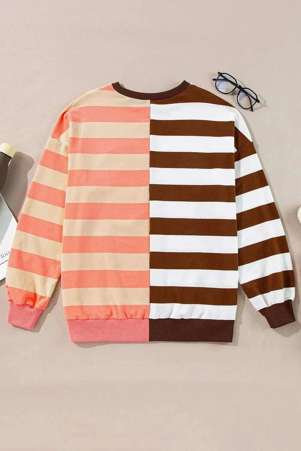 Stylish Casual Striped Sweatshirt for Women & Men - Soft Opaque Pullover for Everyday Wear | Perfect for Lounge, Streetwear & Fall Fashion