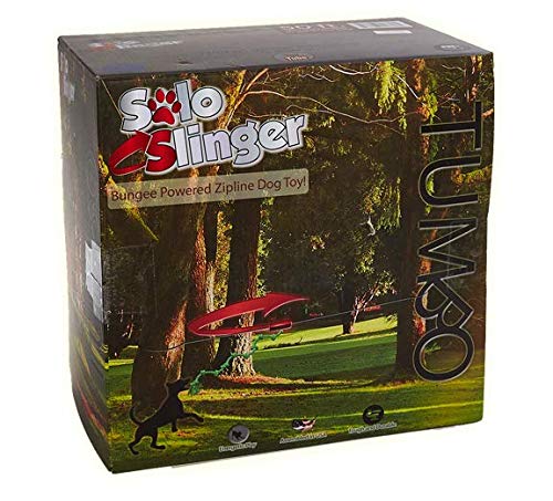 Tumbo Solo Slinger - 50ft Outdoor Zipline Dog Toy with Bungee Force Technology | Adjustable Length for Backyard Play | Perfect for Active Dogs & Interactive Fetch Games