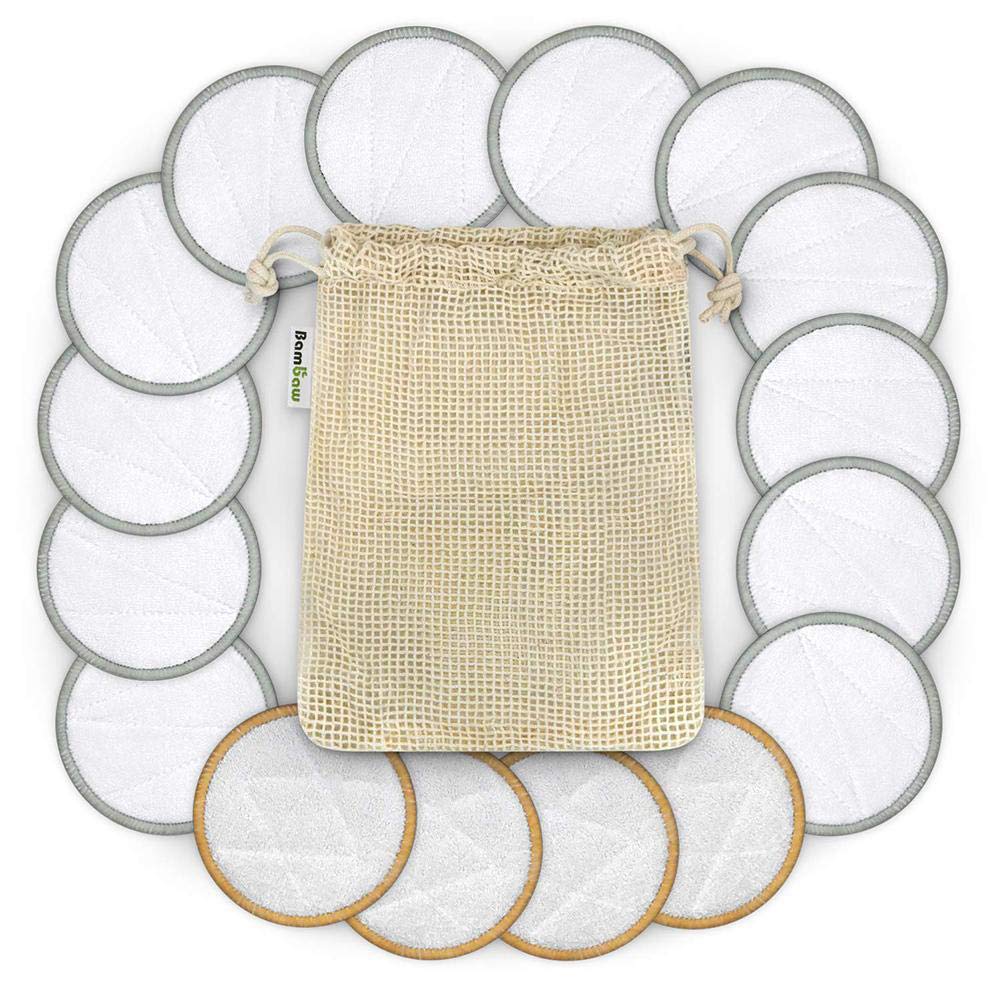 16Pcs Reusable Makeup Remover Pads - Eco-Friendly Washable Cotton Facial Rounds with Laundry Bag | Gentle Cleansing for Face, Eyes & Makeup Removal | Perfect for Travel & Daily Skincare Routine