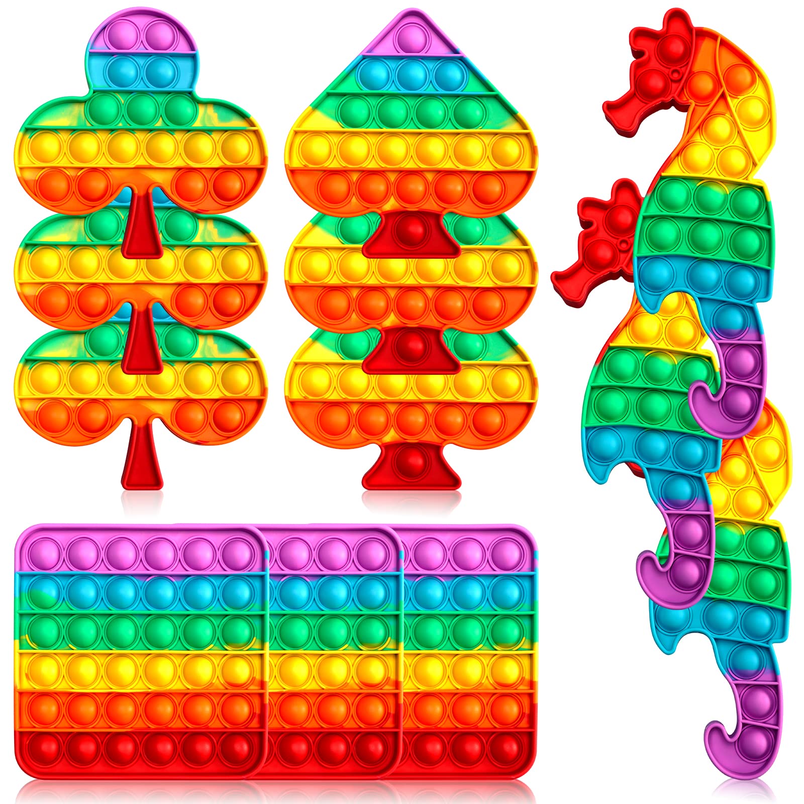 **DILORD 12-Piece Pop Game Fidget Toys Set - Bubble Sensory Stress Relief Toys with Popping Sound for Kids & Adults (Sea Horse, Squares, Peach, Plum) - Perfect for Anxiety Relief, Focus, and Classroom Activities**