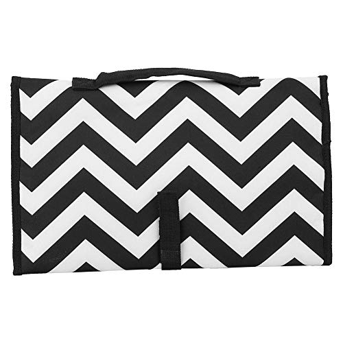 Waterproof Portable Baby Changing Mat - Extra Large Reusable Diaper Changing Pad for Travel & Home (Black White Wave) | Ideal for Nursery, On-the-Go Diaper Changes & Baby Care Essentials