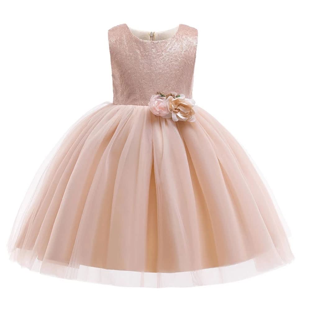 Elegant Champagne Flower Wedding Tutu Dress for Girls - Princess Party Gown & Ball Gown Dresses | Perfect for Weddings, Birthday Parties, and Special Occasions