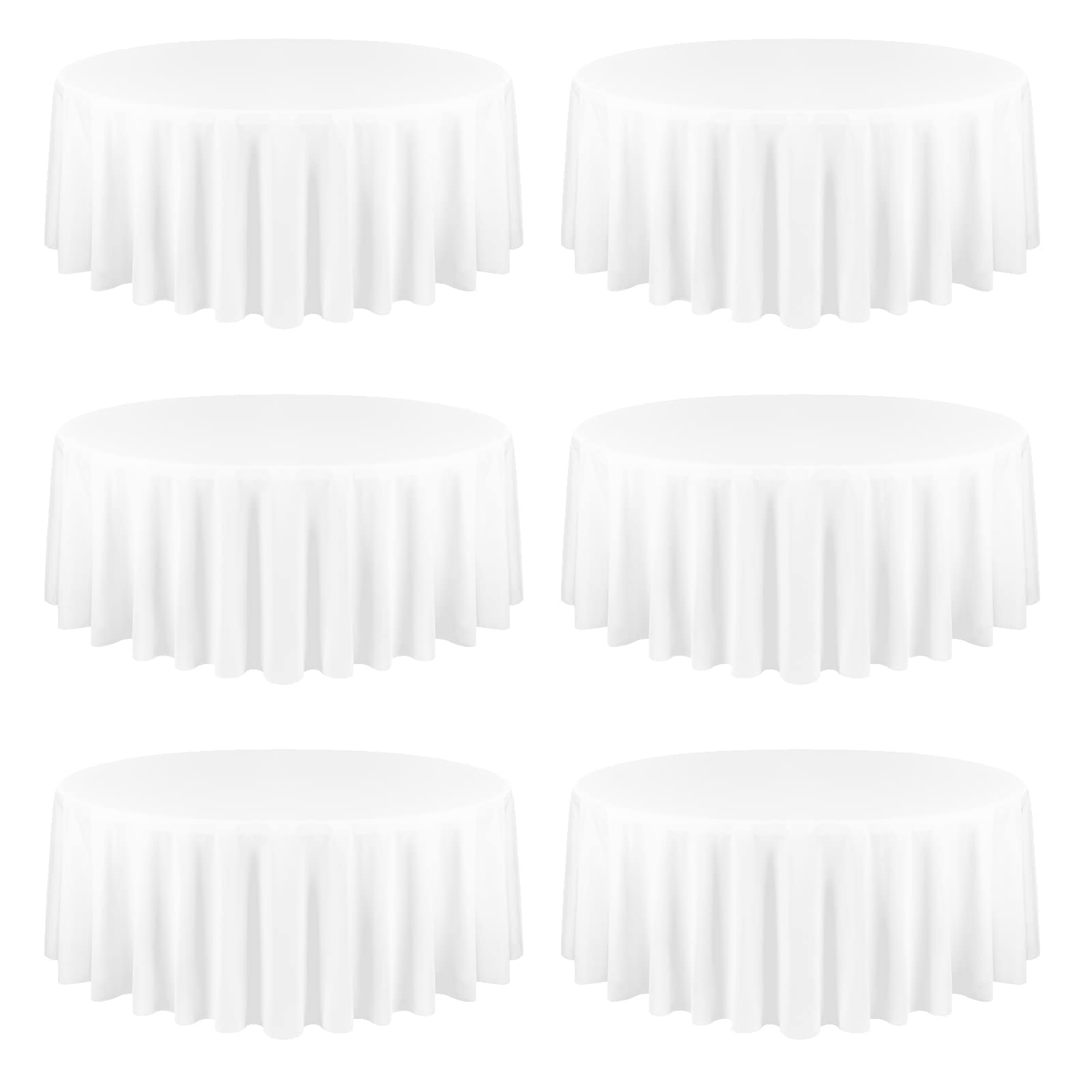 YMHPRIDE 6 Pack 120 Inch Round Tablecloth Set - Premium White Polyester Washable Table Covers for Wedding, Party, Dining, Banquet - Perfect for Indoor and Outdoor Events, Restaurant Decor, Holiday Gatherings