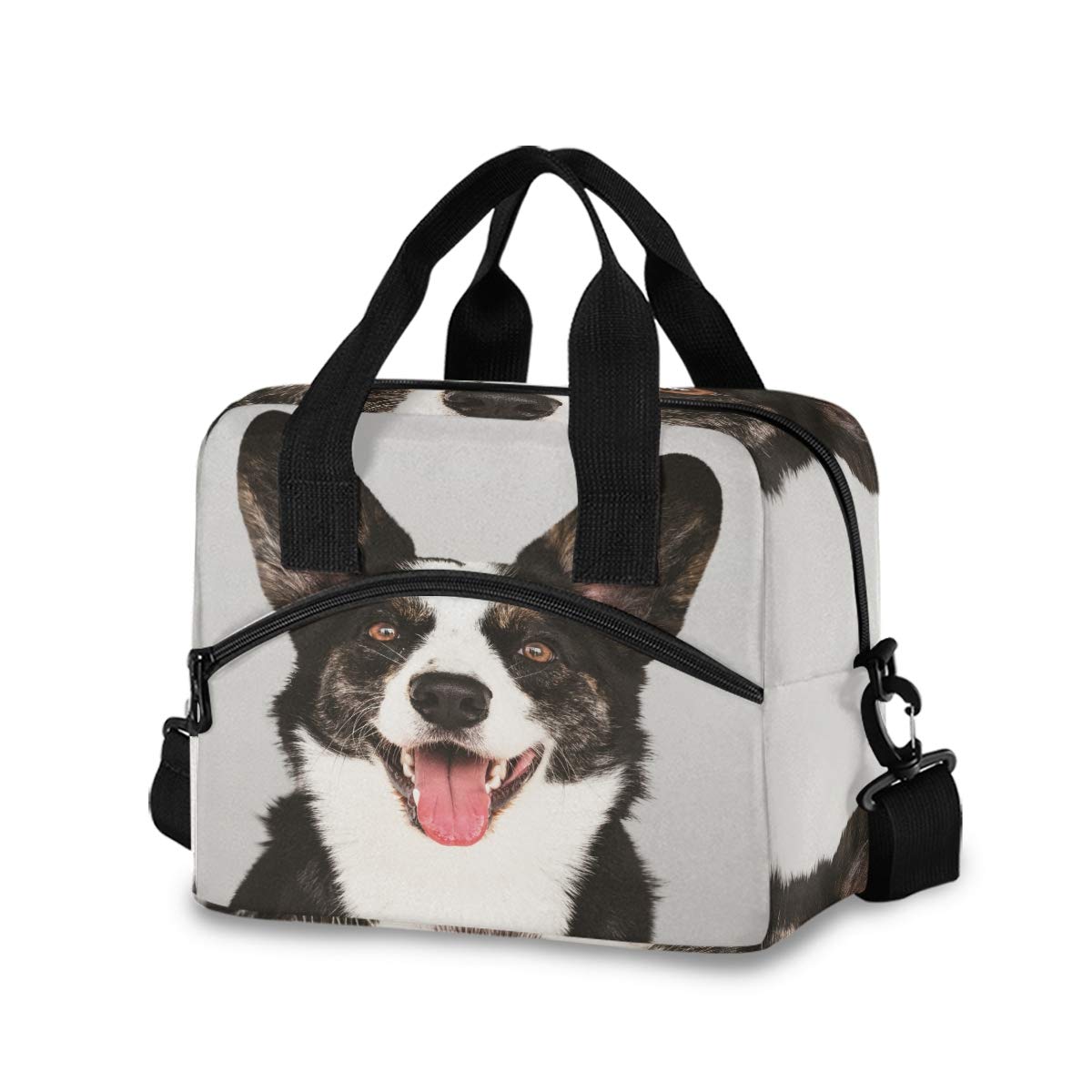 Insulated Lunch Bags for Women & Men - Cute Border Collie Dog Design Lunch Tote with Removable Shoulder Strap, Large Capacity Leakproof Lunch Box for Work, School, Picnics & Outdoor Activities