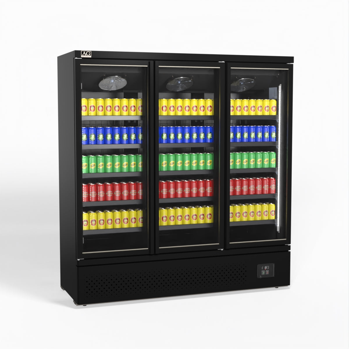 AG Supermarket 3 Glass Door Commercial Upright Display Refrigerator 1539L - Perfect for Grocery Stores, Restaurants & Convenience Shops