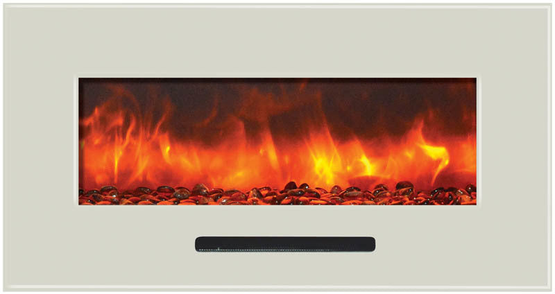 44x23 Inch White Glass Electric Fireplace Surround with LED Backlight - Model 10701204B WM4423FLU by Amantii - Perfect for Living Room, Bedroom, and Office Decor
