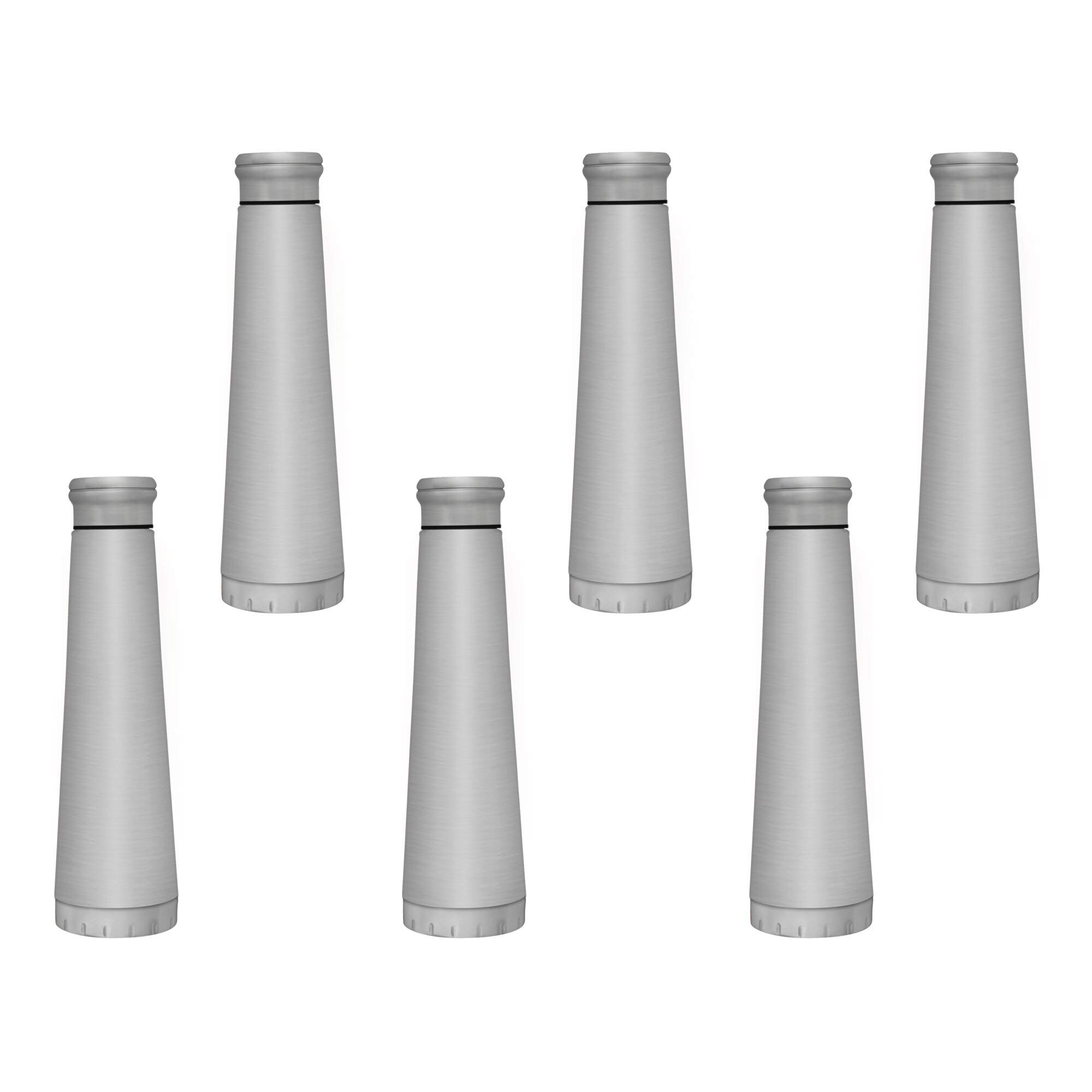 6-Pack 16 oz Vacuum Insulated Stainless Steel Water Bottles - Double Wall BPA-Free Silver - Perfect for Gym, Hiking, Office & Outdoor Activities