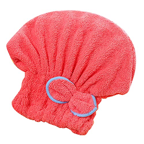 BDYJY Women's Microfiber Quick Dry Hair Towel Wrap with Cute Ears - Absorbent Hair Turban for Shower, Bath & Swimming - Lightweight Headscarf Cap in Watermelon Red - Perfect for Post-Wash Styling & Salon Treatments