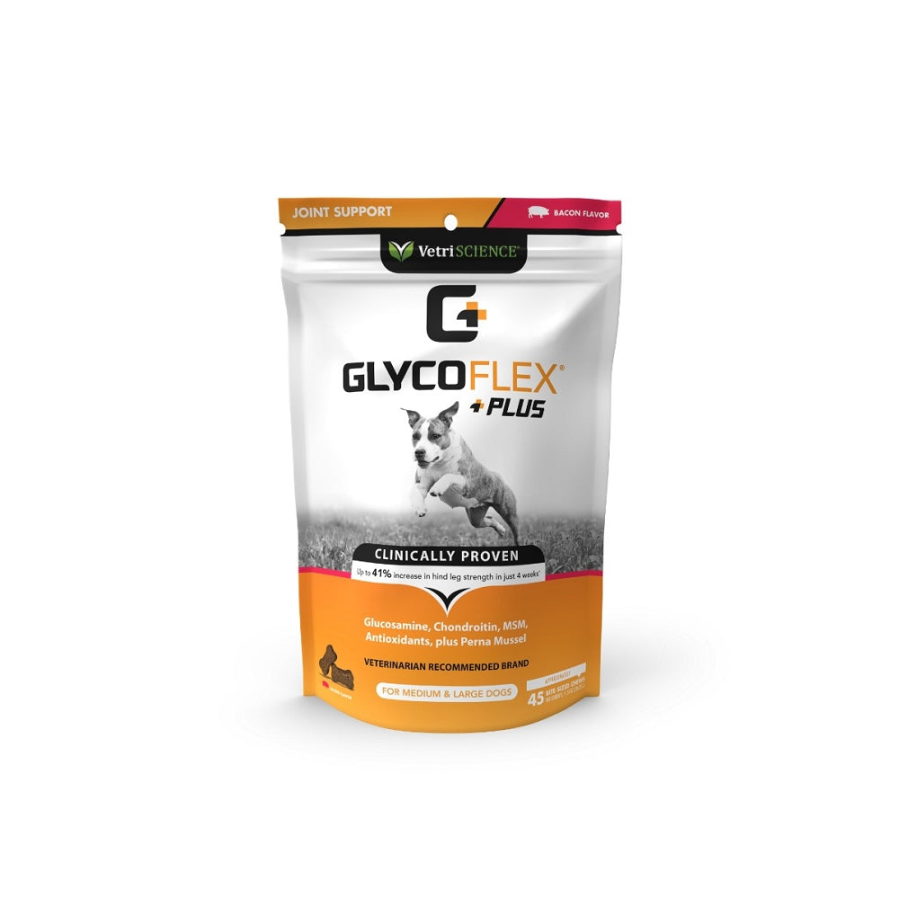 GlycoFlex Plus Hip & Joint Supplement for Medium & Large Dogs - Bacon Flavor | Supports Mobility & Joint Health | Ideal for Active & Senior Dogs