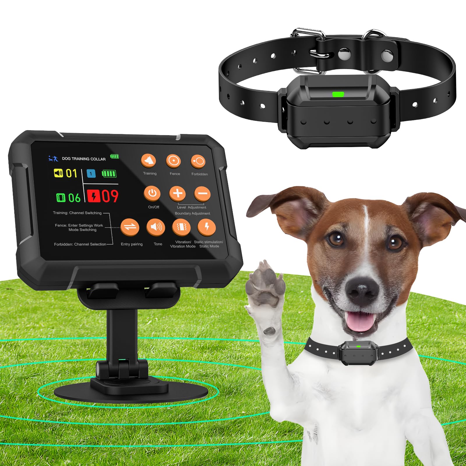 3-in-1 Wireless Dog Fence System for Medium to Large Dogs (20-110lbs) | Precise Radar Boundary Up to 1 Acre | Indoor & Outdoor Pet Training with Real-Time Distance Monitoring | Perfect for Backyards, Parks & Home Security