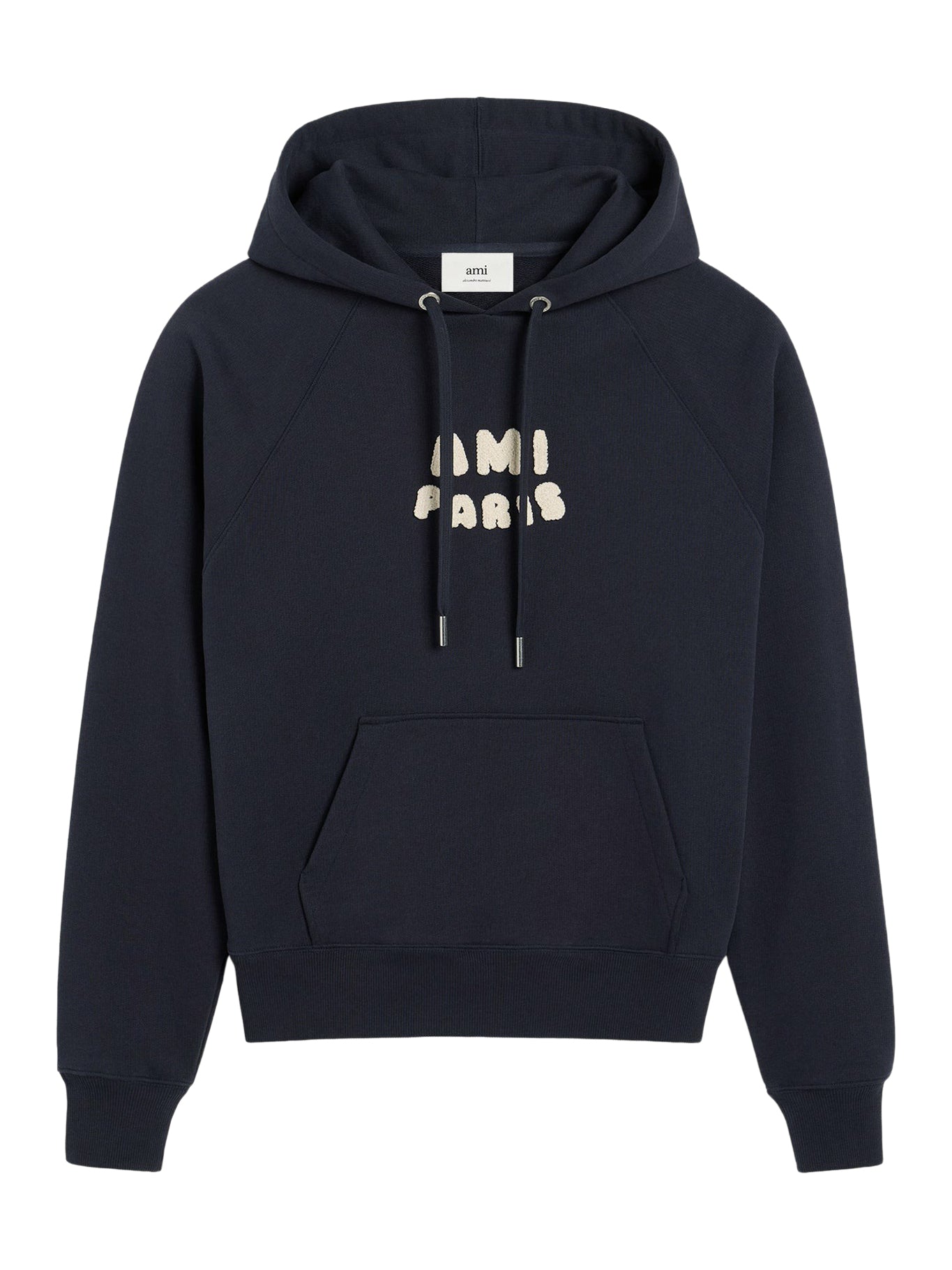 AMI Paris Patch Navy Blue Cotton Hoodie - Comfortable & Stylish Pullover for Men & Women | Perfect for Casual Wear, Street Fashion & Outdoor Activities