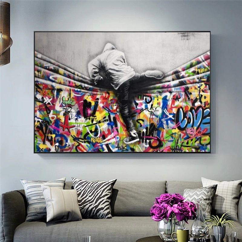 Banksy Magic Behind the Curtain Poster - Street Art Wall Decor for Living Room, Bedroom & Office