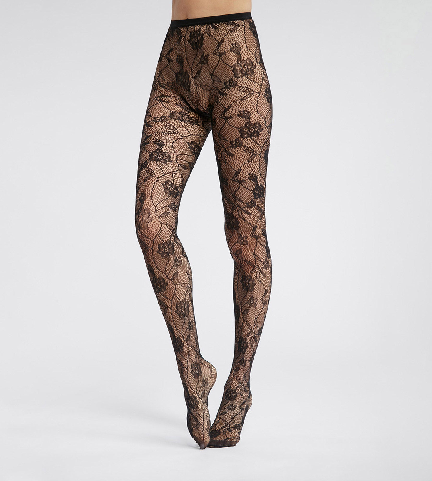 Black Floral Lace Fishnet Tights for Women - Elegant & Stylish Stockings for Evening Parties, Date Nights & Fashion Outfits