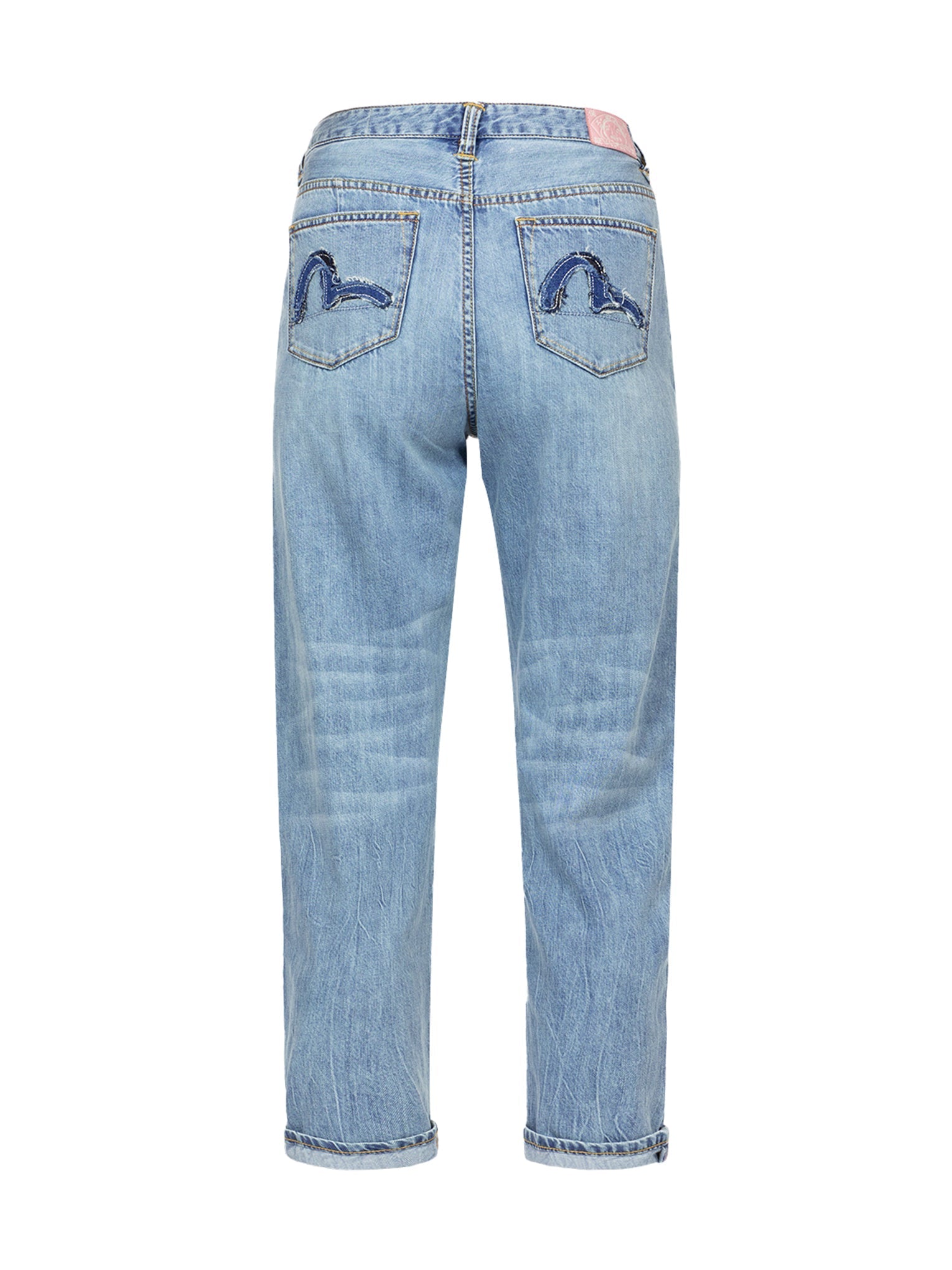 Vintage Seagull Applique Embroidered Tapered Jeans for Women - Stylish Distressed Denim Pants for Casual Outfits & Streetwear Fashion