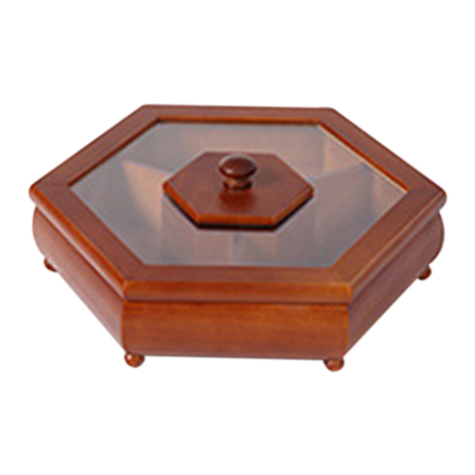 Premium Wooden Snack Storage Box with Lid - 6 Compartment Dried Fruit, Nut & Candy Organizer Tray for Kitchen, Pantry & Office (22.6x17cm, Natural Wood Color) | Perfect for Healthy Snacking, Party Serving & Home Organization