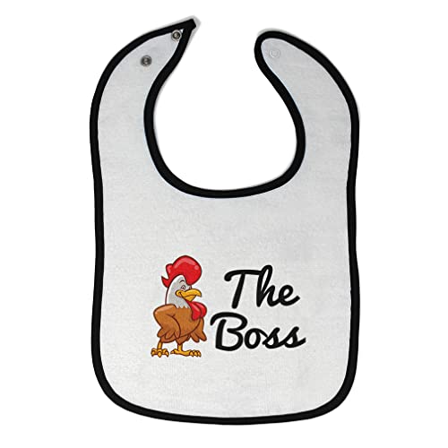 Farm The Boss Rooster Cotton Baby Bibs & Burp Cloths Set for Toddlers - White & Black Design for Boys & Girls - Perfect for Feeding Time & Messy Play