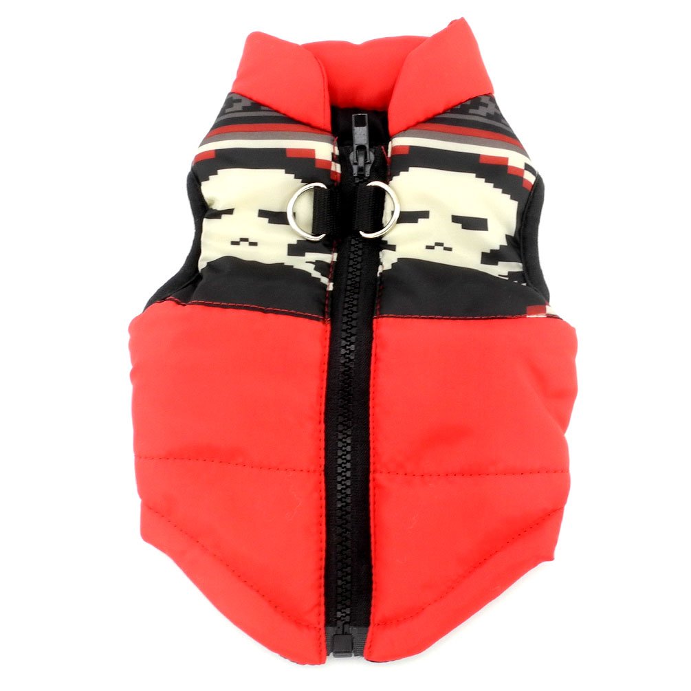 SMALLLEE LUCKY STORE Adjustable Soft Padded Vest Harness for Small Dogs & Cats - Red Skull Design, Breathable & Comfortable Pet Clothes (Size S) - Perfect for Walking, Training & Outdoor Adventures