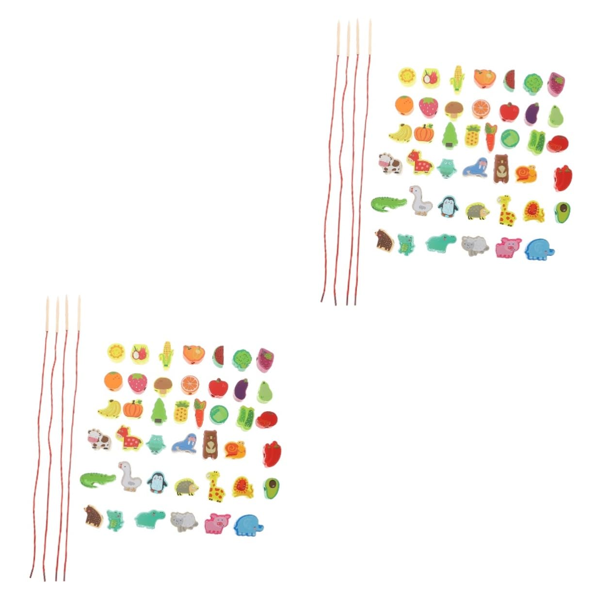 Abaodam 2 Sets Wooden Threading Beads Toy for Kids - Montessori Educational Sorting & Stringing Beads, Fine Motor Skills Activity for Preschool Learning - Perfect for Classroom & Home Playtime