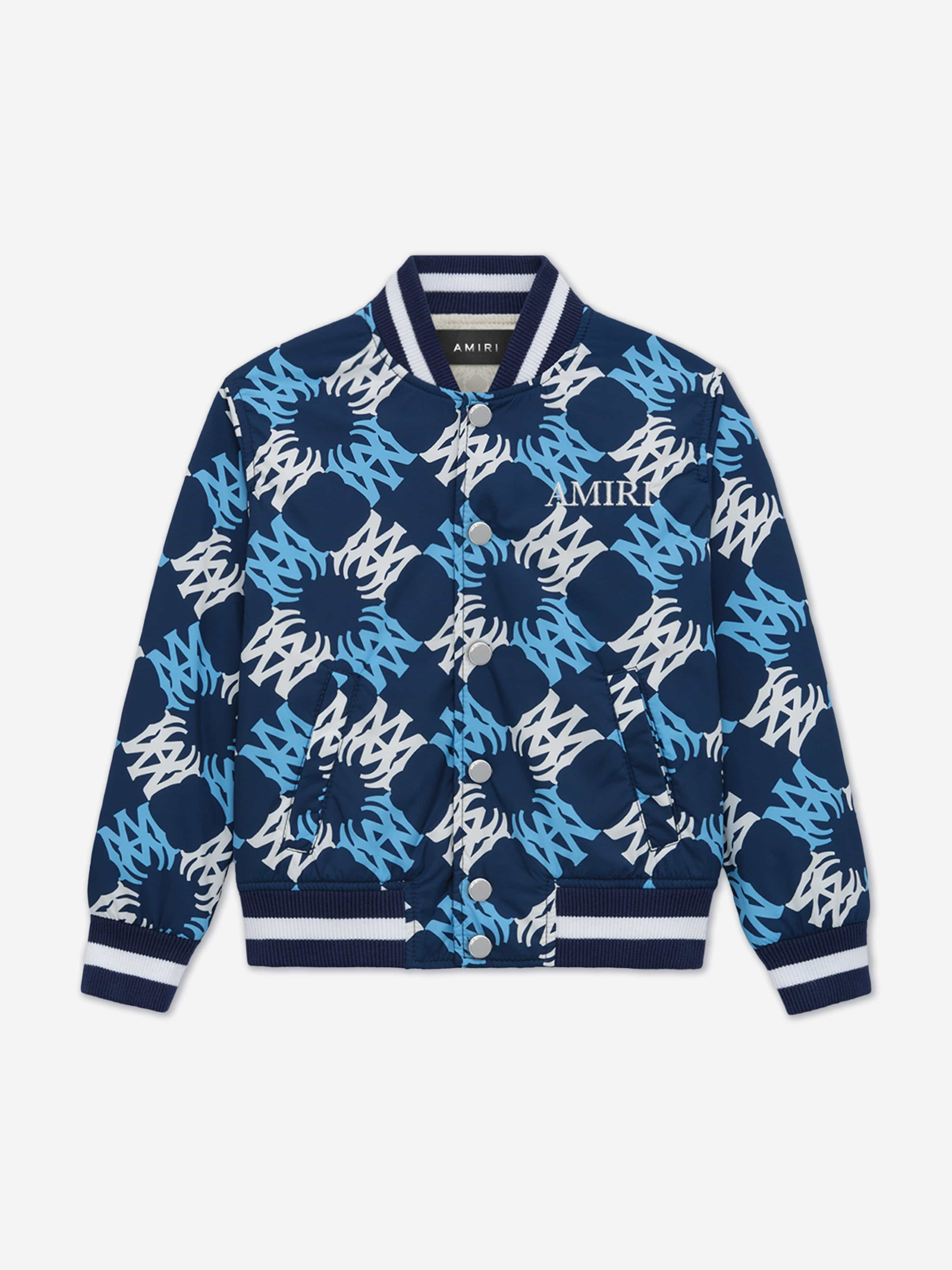Amiri Kids MA Quad Bomber Jacket - Navy Blue Boys' Lightweight Jacket for School, Travel & Outdoor Activities