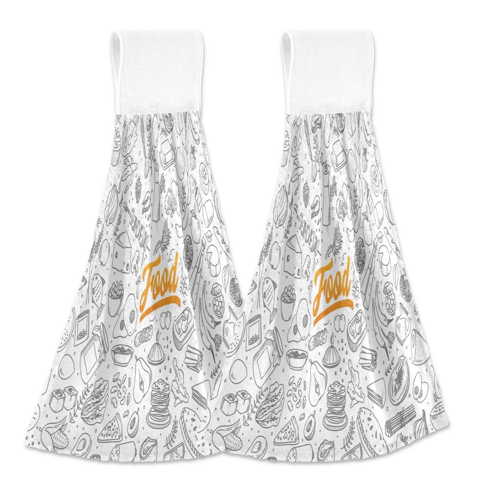 GOODOLD Soft Hanging Loop Towels - Set of 2 Super Absorbent Kitchen & Bath Hand Towels (12x17 Inch) | Perfect for Drying Dishes, Wiping Countertops & Bathroom Use