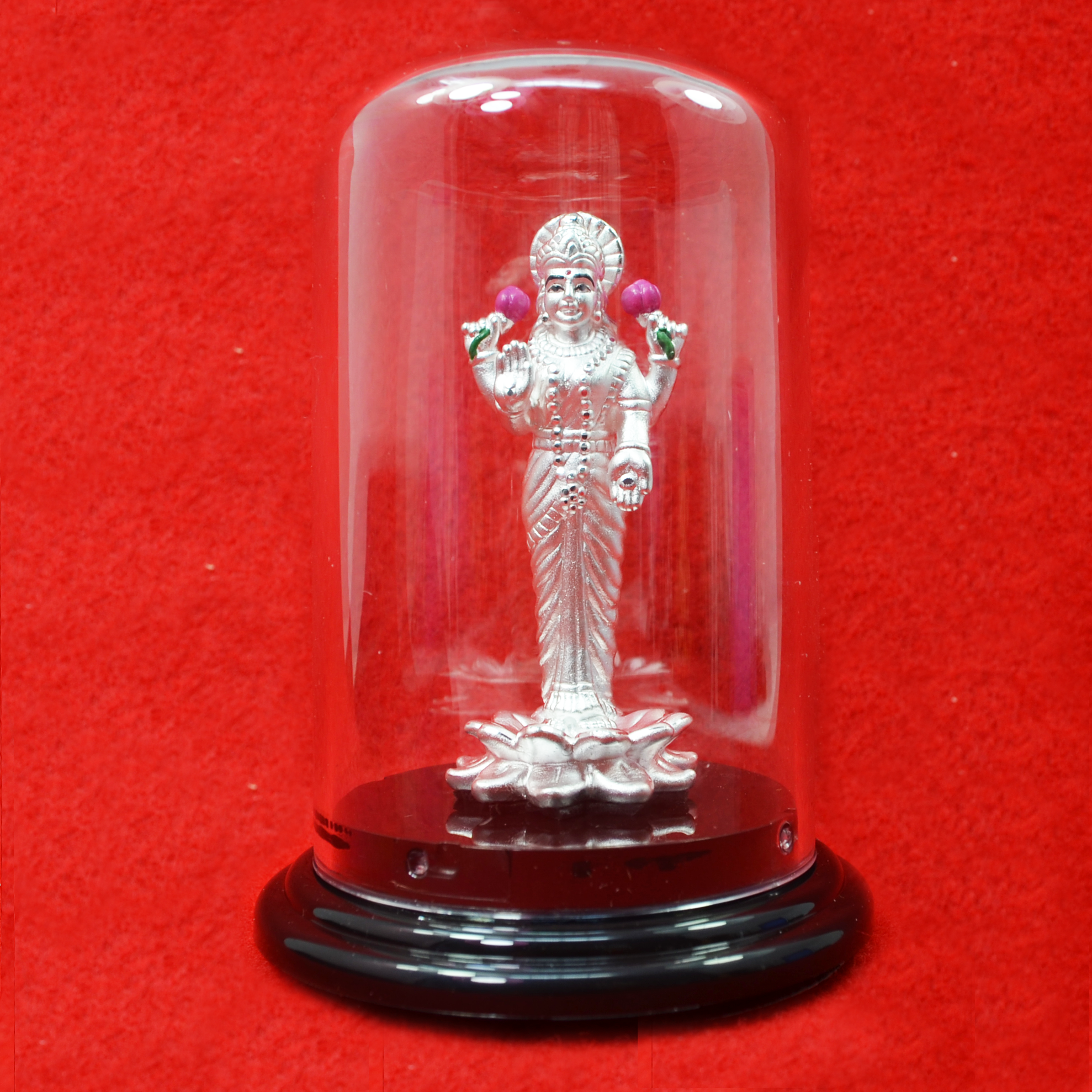 999 Pure Silver Lakshmi Idol with Lotus - Hindu Goddess of Wealth & Prosperity Statue - Perfect for Home Altar, Puja Worship & Spiritual Gift