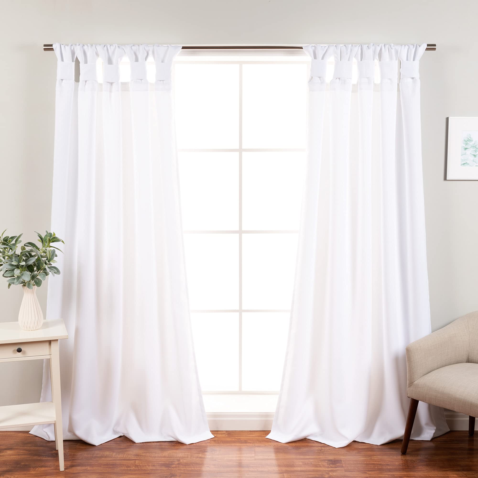 Best Thermal Insulated Blackout Curtains for Home - White, 52x84 Inches, Knotted Tab Top for Energy Efficiency & Privacy - Perfect for Bedrooms, Living Rooms & Home Theaters