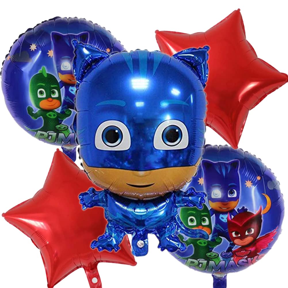 5 PCS LOVSONG Birthday Party Balloons - PJ Mask Themed Foil Balloons for Kids & Adults | Perfect for Birthday Parties, Baby Showers, and Themed Decorations