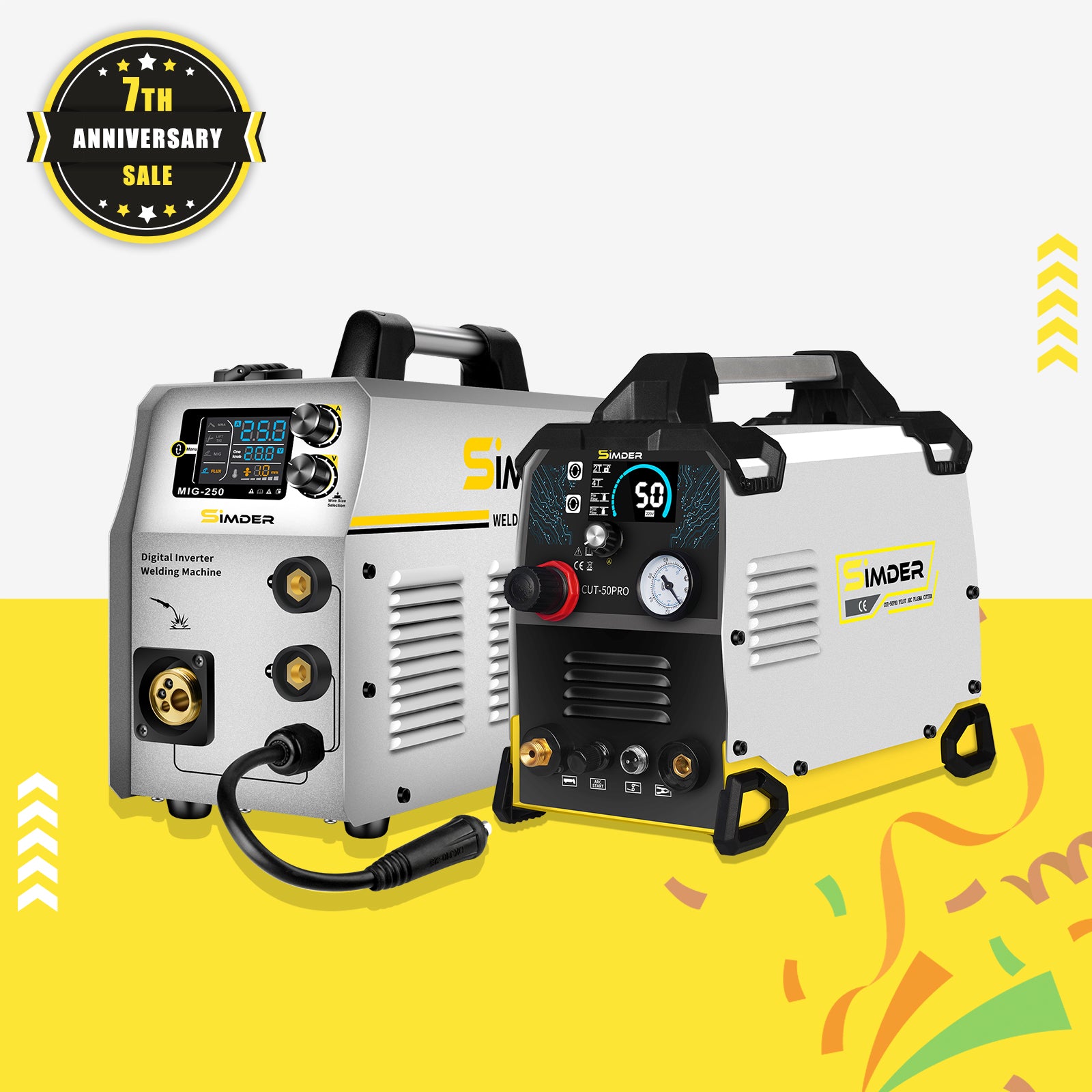 SSIMDER CUT 50PRO Pilot Arc Plasma Cutter & MIG 250 4-in-1 Welding Machine - Dual Voltage 110V/220V, IGBT Inverter Technology for Metal Cutting & Welding - Perfect for DIY Projects, Automotive Repair, and Metal Fabrication