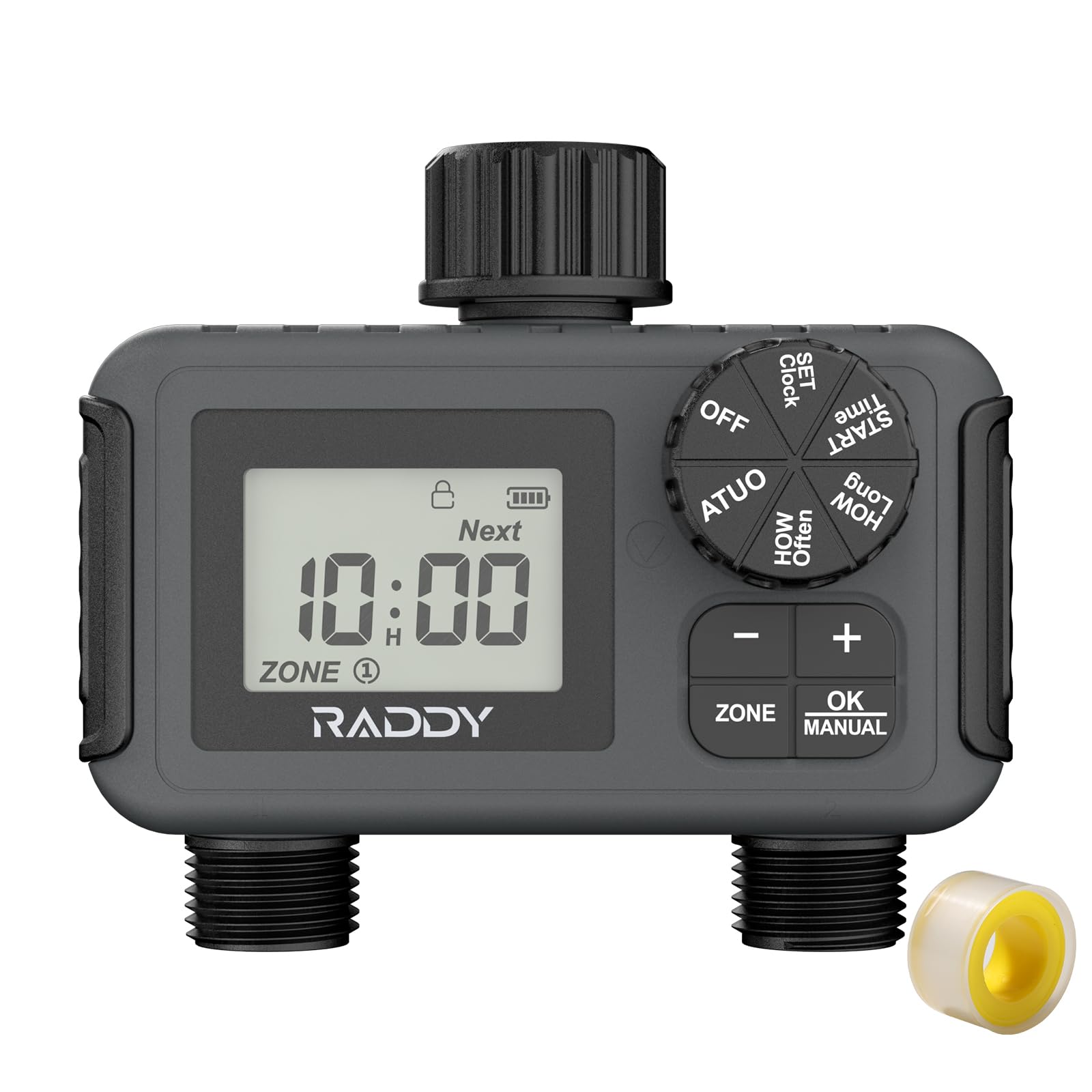 Raddy WS-5 Smart Water Timer for Garden Hose - 2 Outlet Automatic Sprinkler Timer with Rain Delay & Manual Mode | Perfect for Lawn, Yard, and Outdoor Plant Irrigation System
