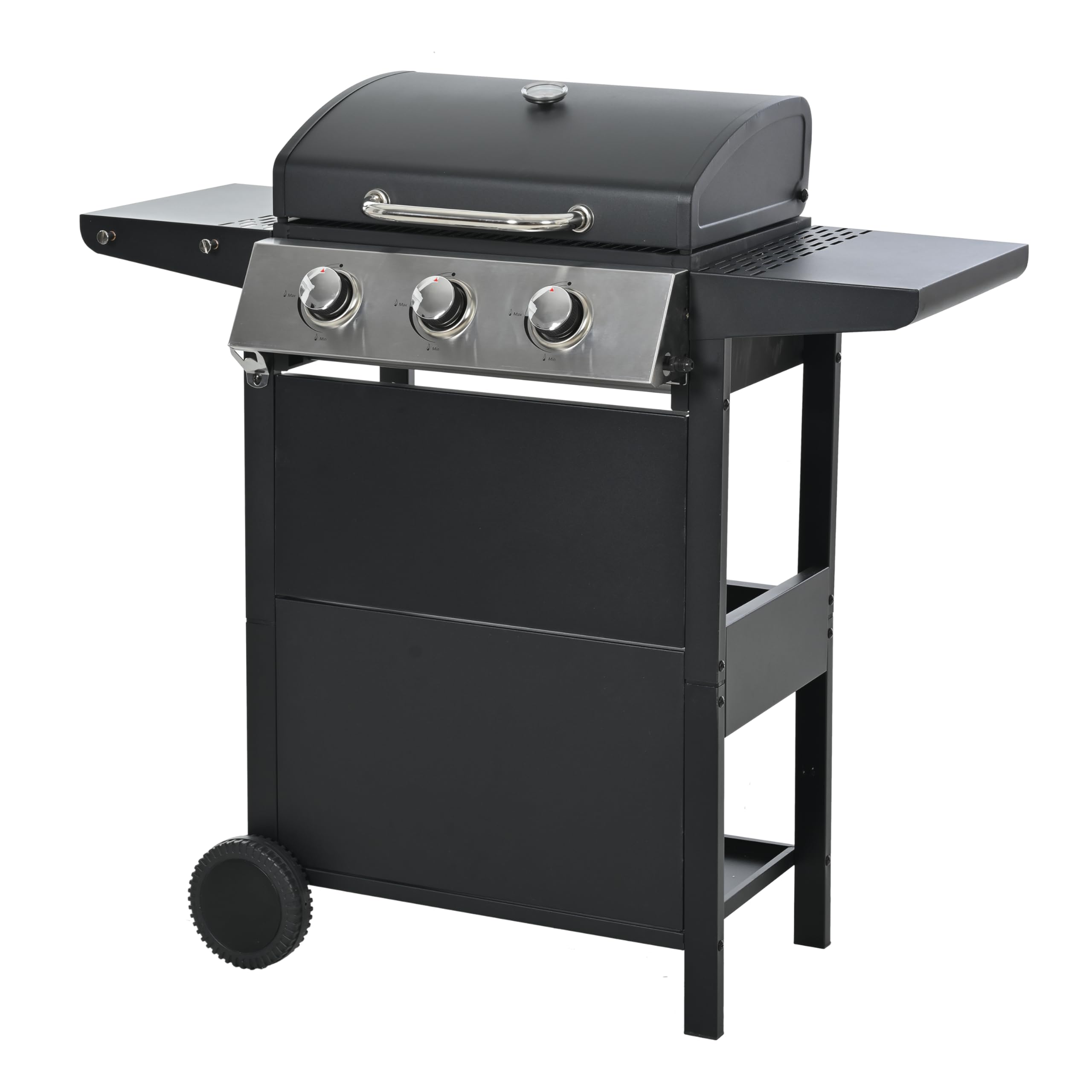 **3 Burner Propane Gas BBQ Grill - Stainless Steel Outdoor Grill with Enameled Cast Iron Grids & Rectangular Griddle - 26,000 BTU for Patio, Garden, Backyard, Camping & Tailgating (Black-3 Burner)**