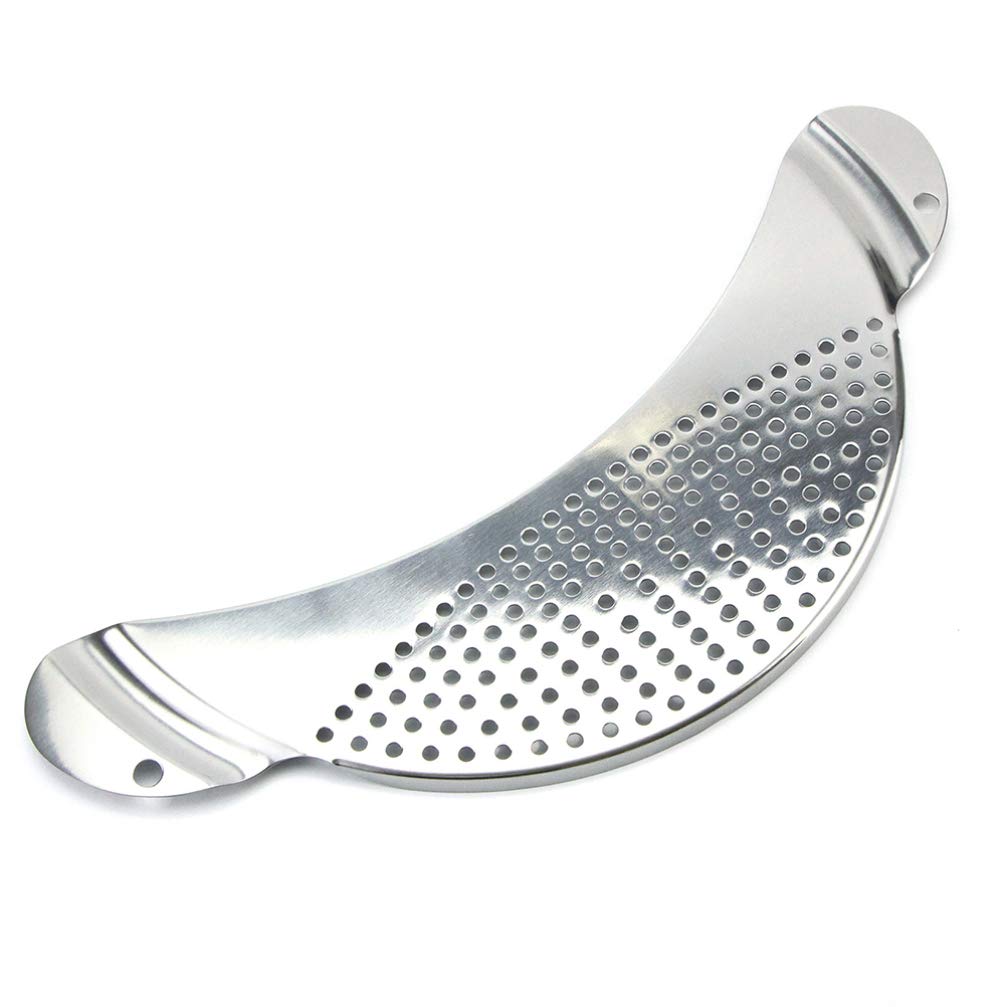 Stainless Steel Crescent Pot Strainer with Handle - Pasta Strainer for Noodles, Fruits & Vegetables - Ideal for Draining Pasta, Washing Produce & Straining Soups