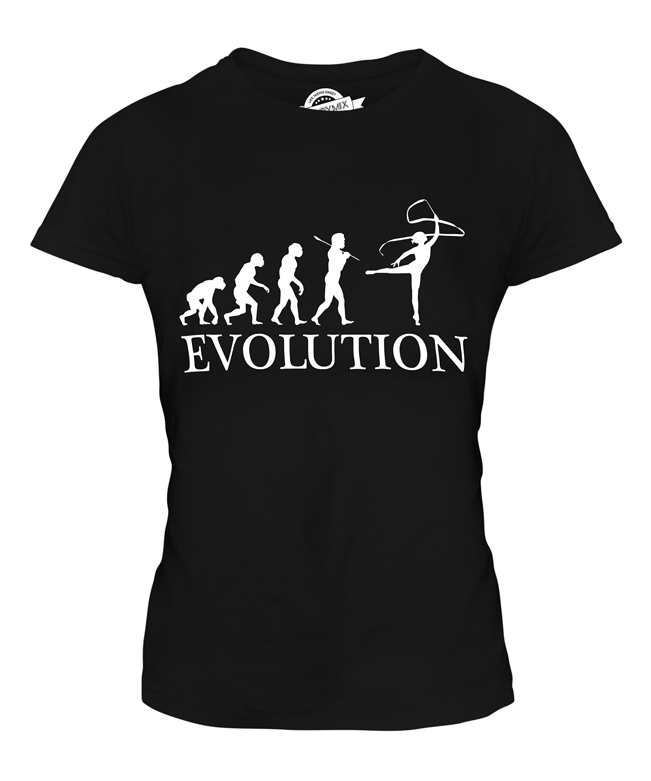 Women's Rhythmic Gymnastics Evolution of Man Graphic Fitted T-Shirt - Athletic Training & Casual Wear - Perfect for Workouts, Dance Practice, and Everyday Street Style